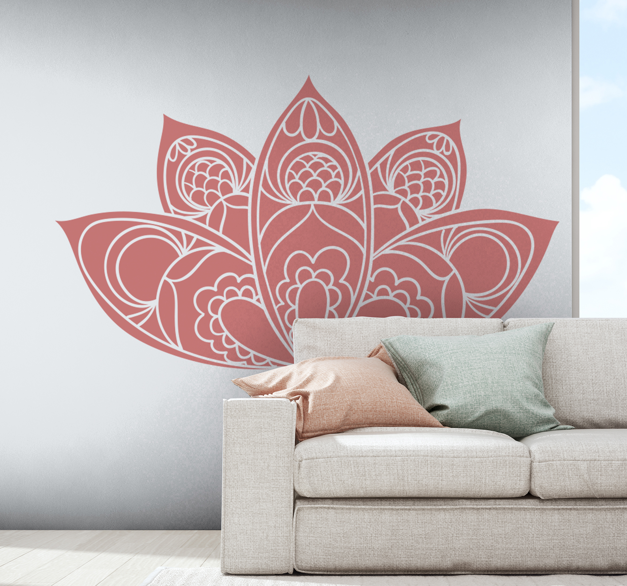 Tenstickers Lotusbloem mandala bloemen muursticker