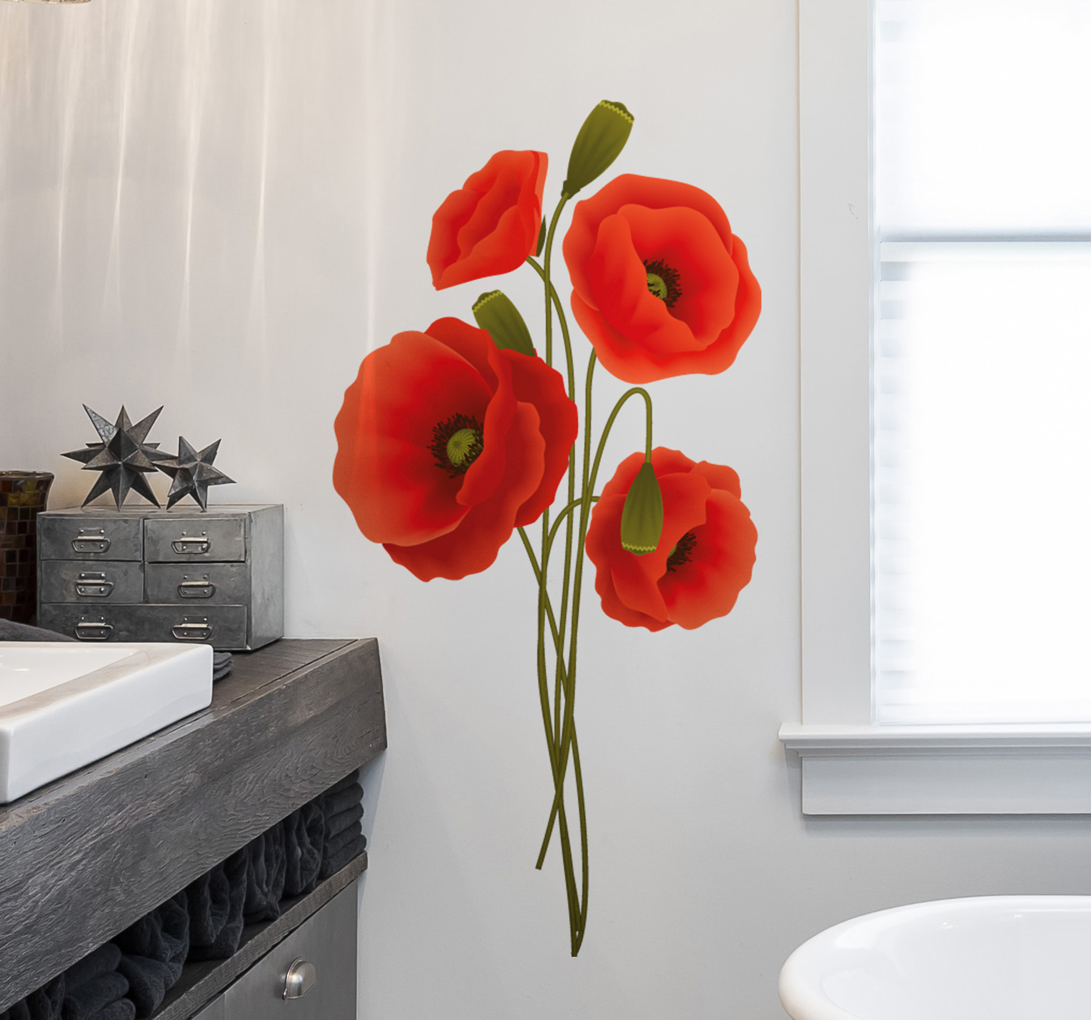 Tenstickers Badkamer sticker poppy bloem