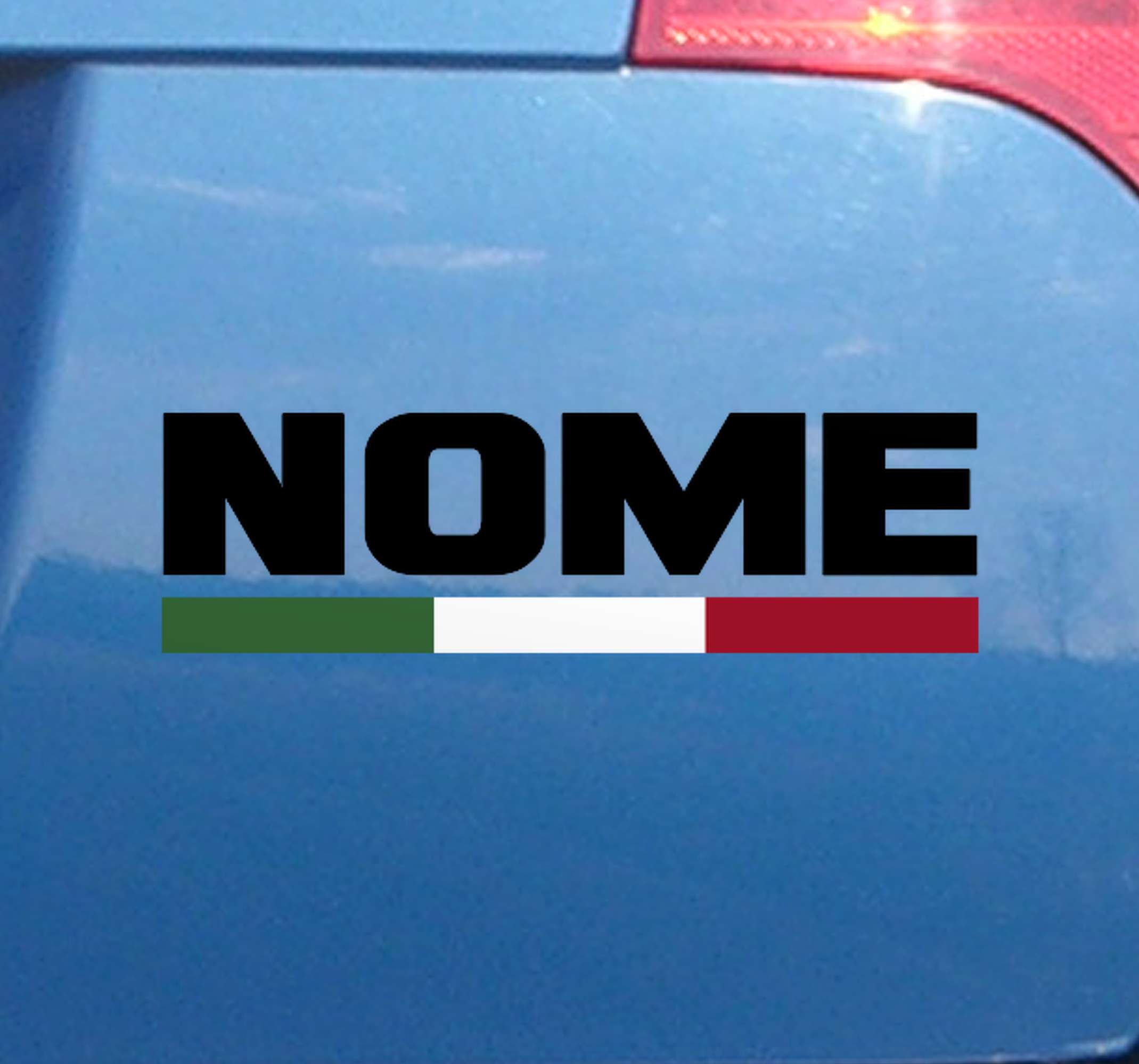Adesivo per auto bandiera italiana e nome personalizzabile