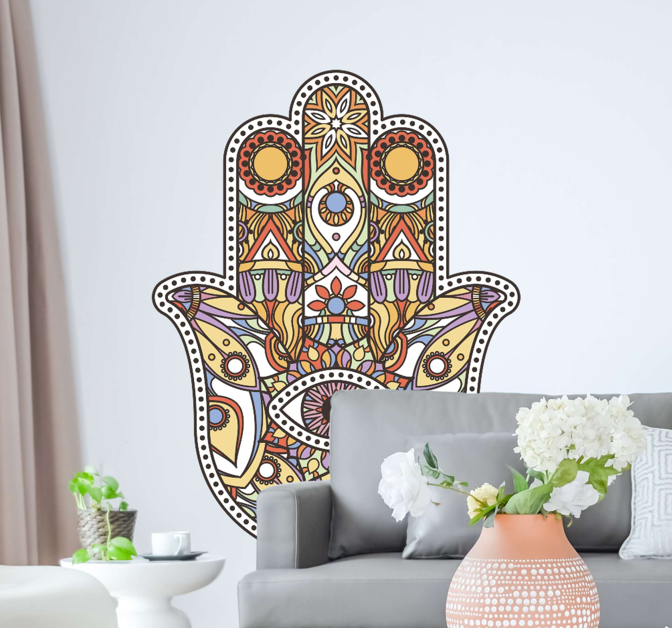 Muursticker woonkamer geloof Hamsa met oog