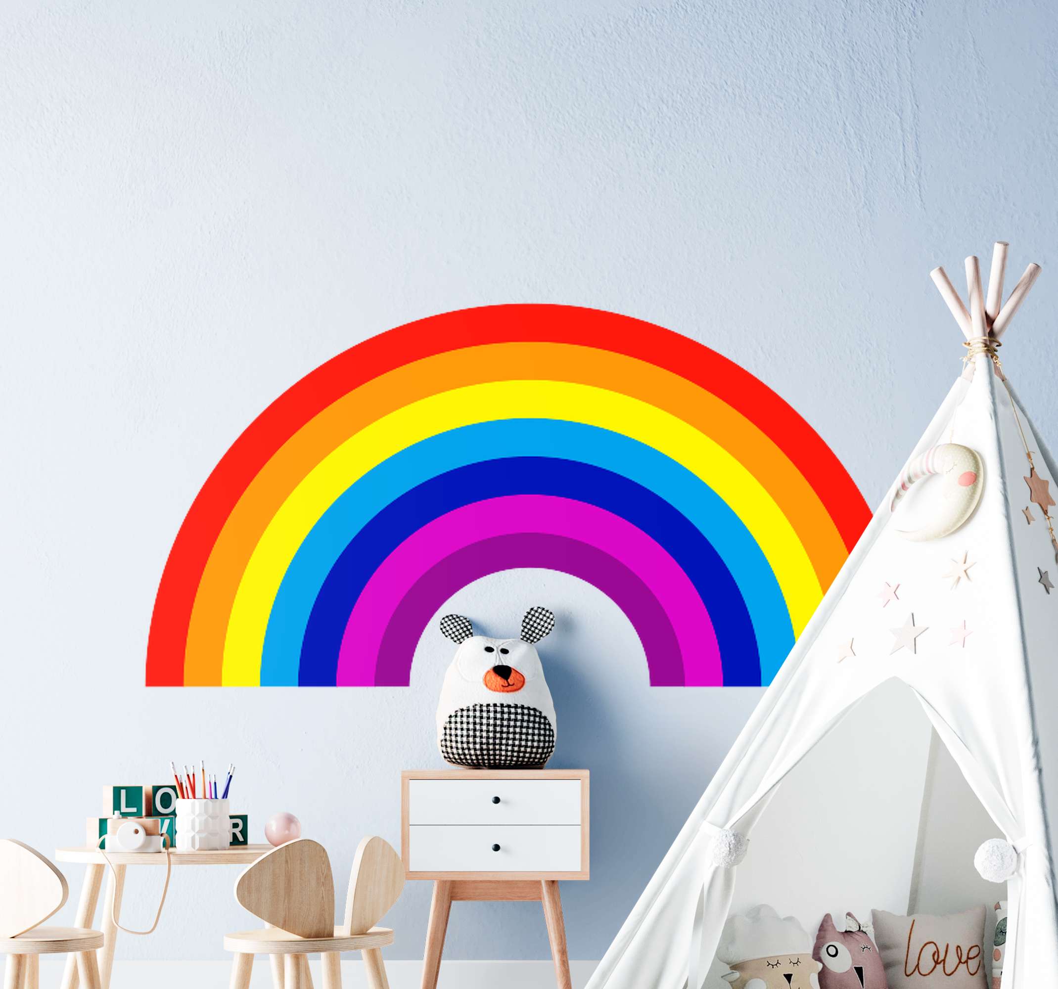 Tenstickers Muurstickers tekeningen Cirkelvormige regenboog