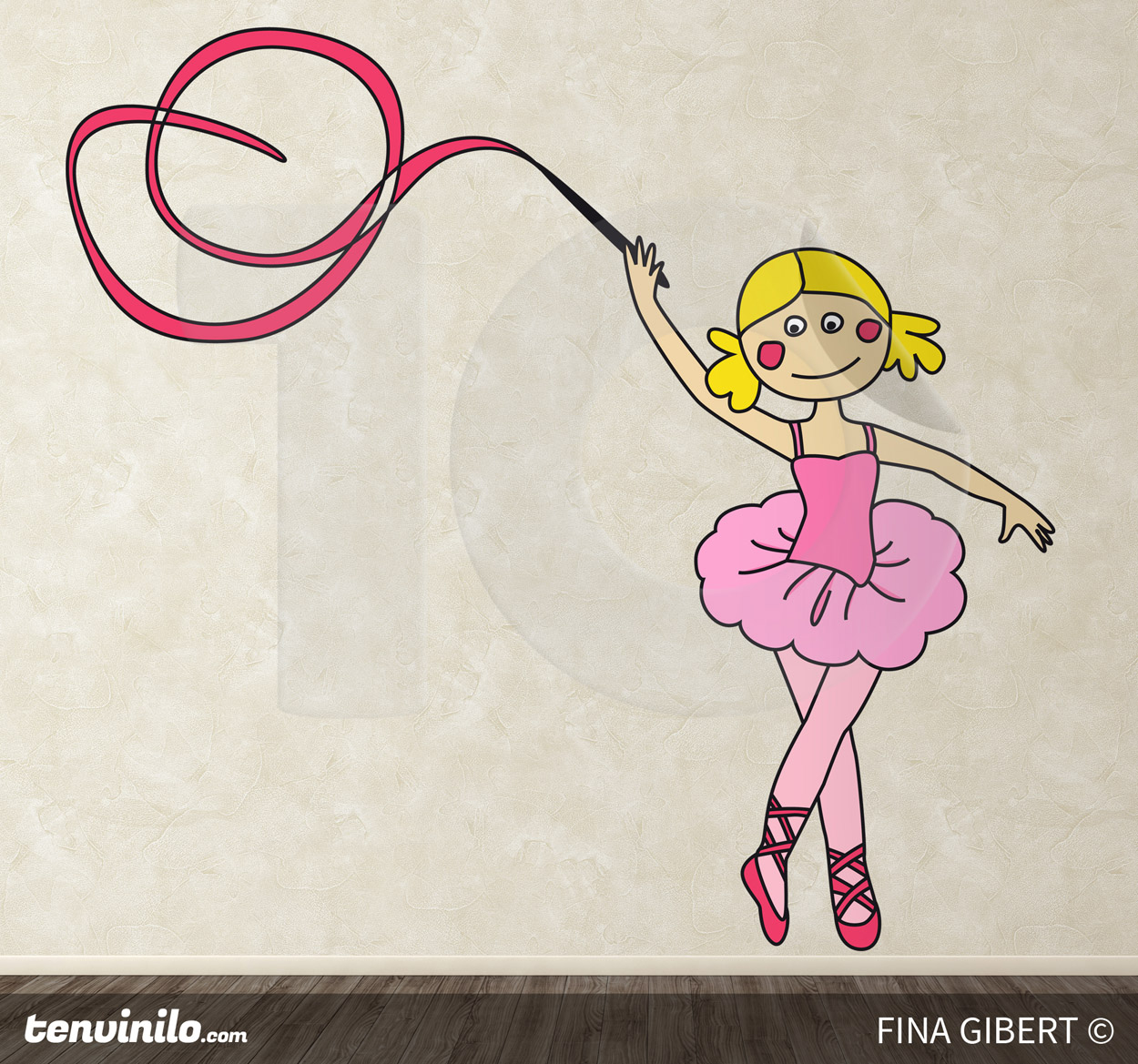 Tenstickers Ballerina met lint sticker