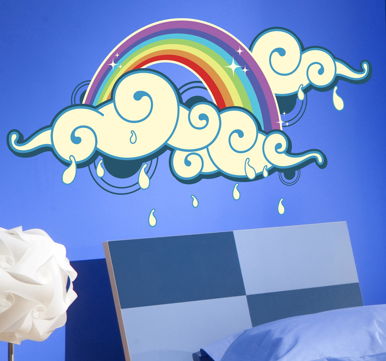 Tenstickers Sticker regenboog tussen wolken