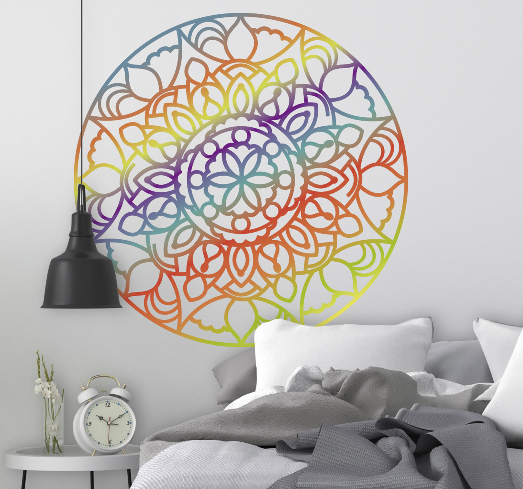 Tenstickers Stickers bloemenpatroon Kleurrijke regenboog mandala