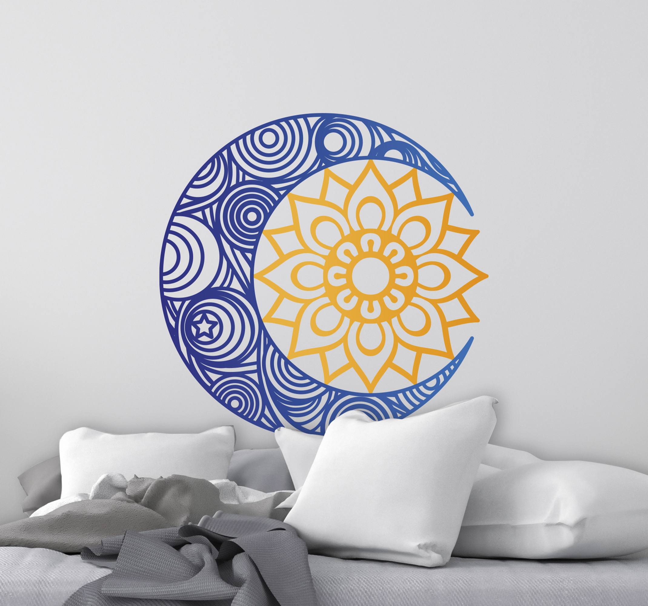 Tenstickers Stickers bloemenpatroon Dag en nacht mandala