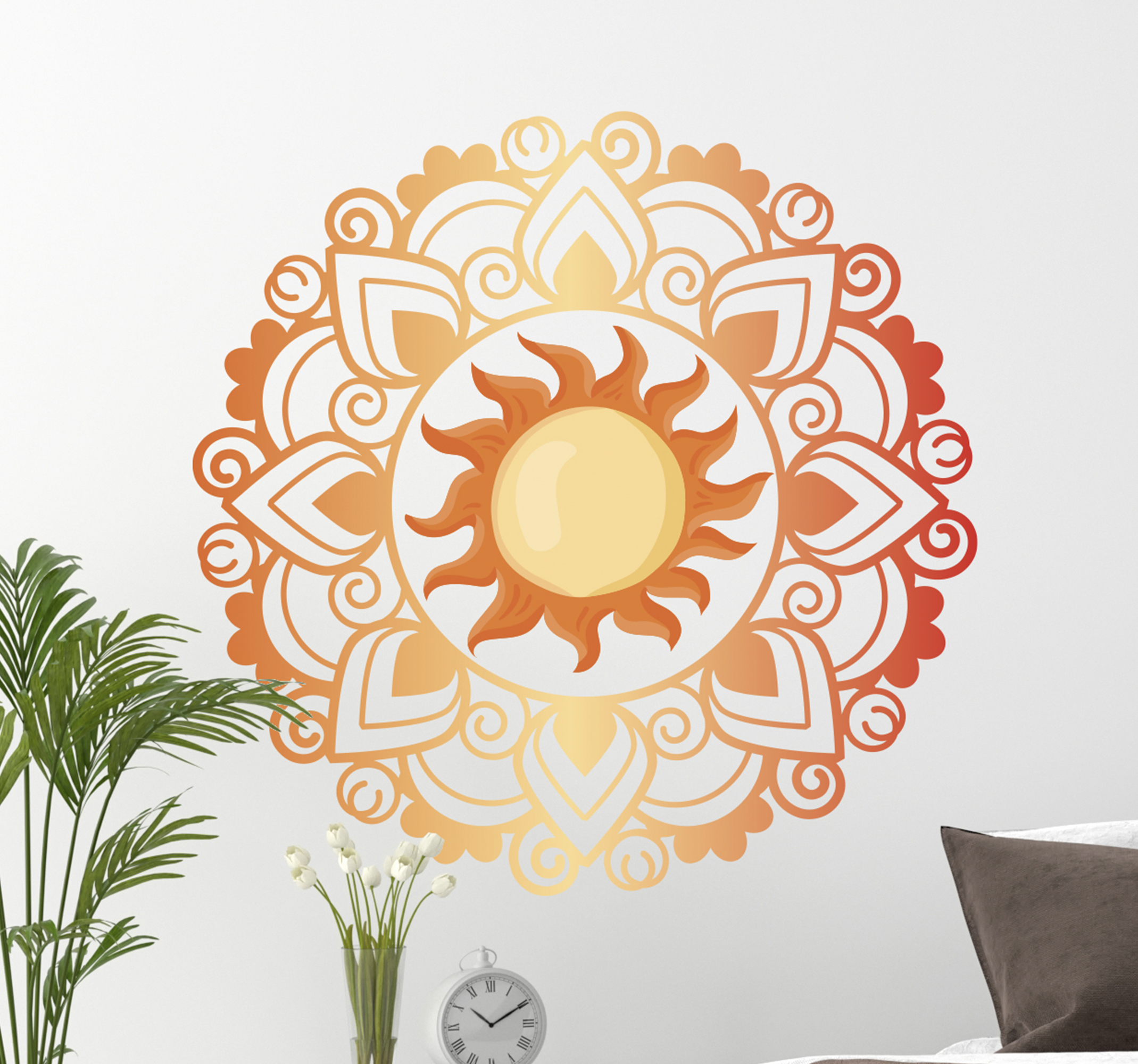 Tenstickers Stickers bloemenpatroon Zon mandala