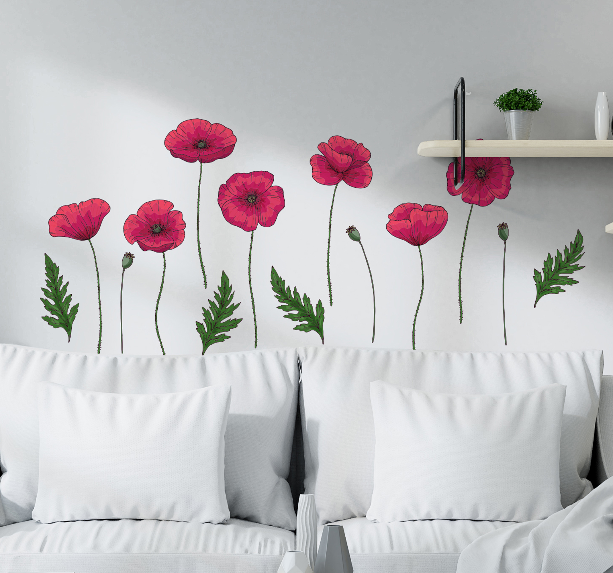 Tenstickers Bloemen muursticker papavers set