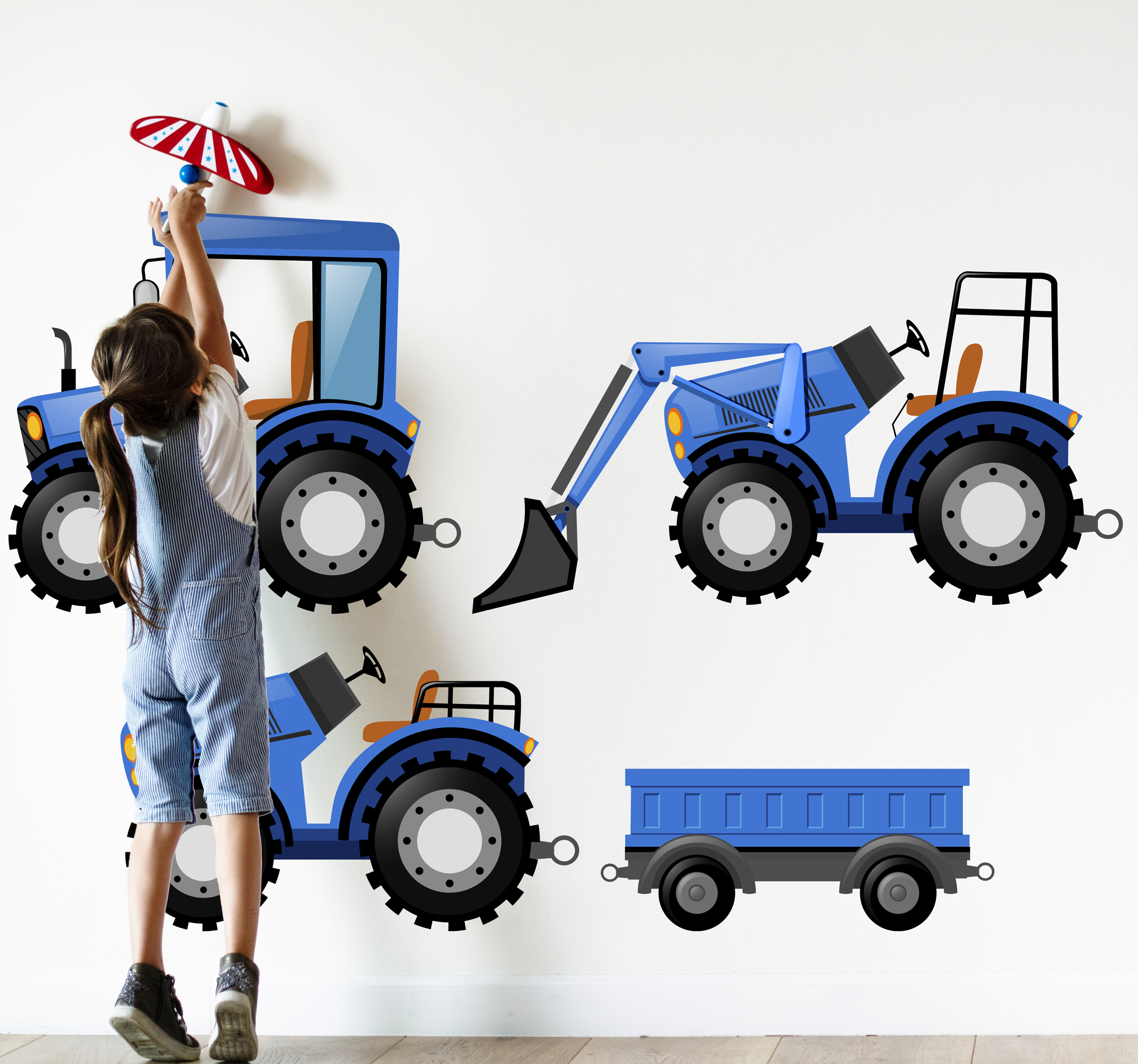 Sticker murale giocattolo Pacchetto trattore blu
