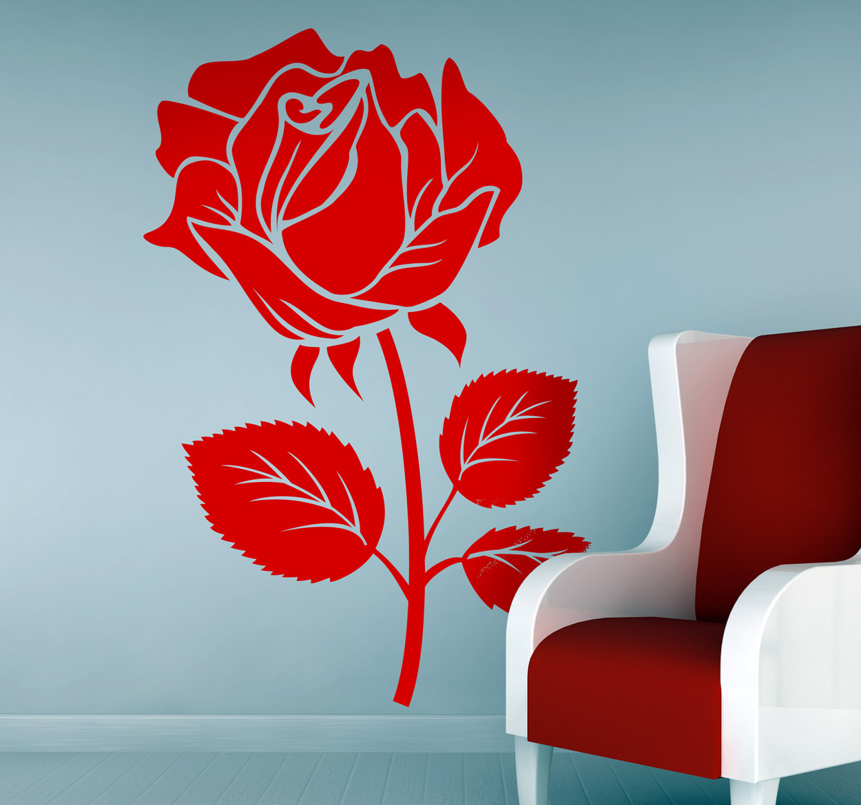 Tenstickers Bloemen Muursticker woonkamer afbeelding mooie roos