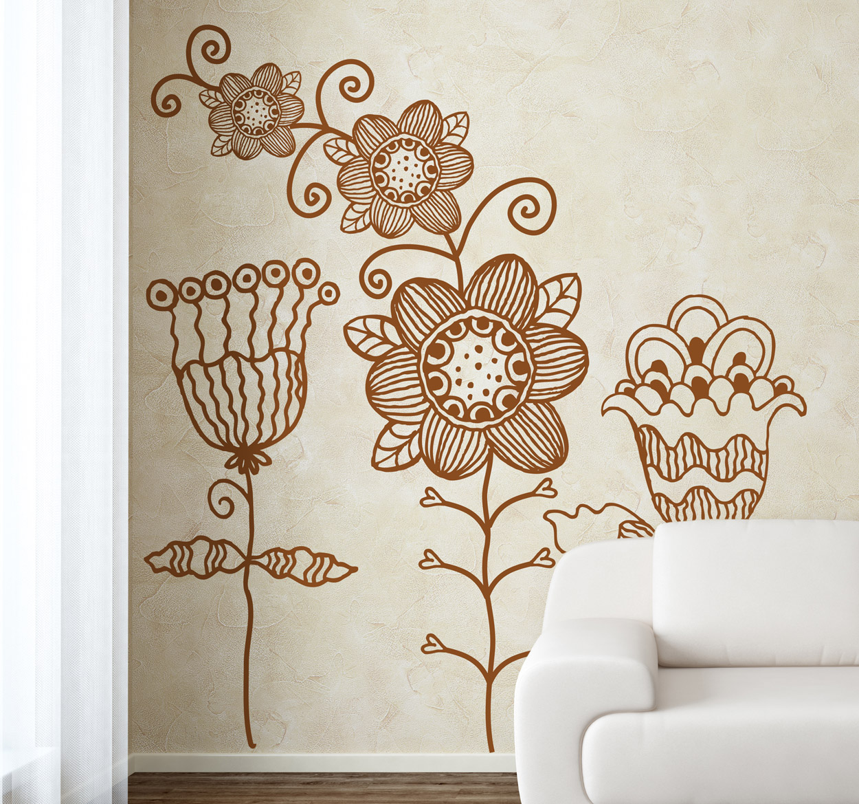 Tenstickers Bloemen origineel patroon sticker
