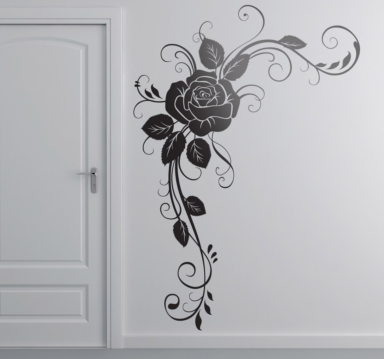 Tenstickers Bloemen muursticker roos krullen