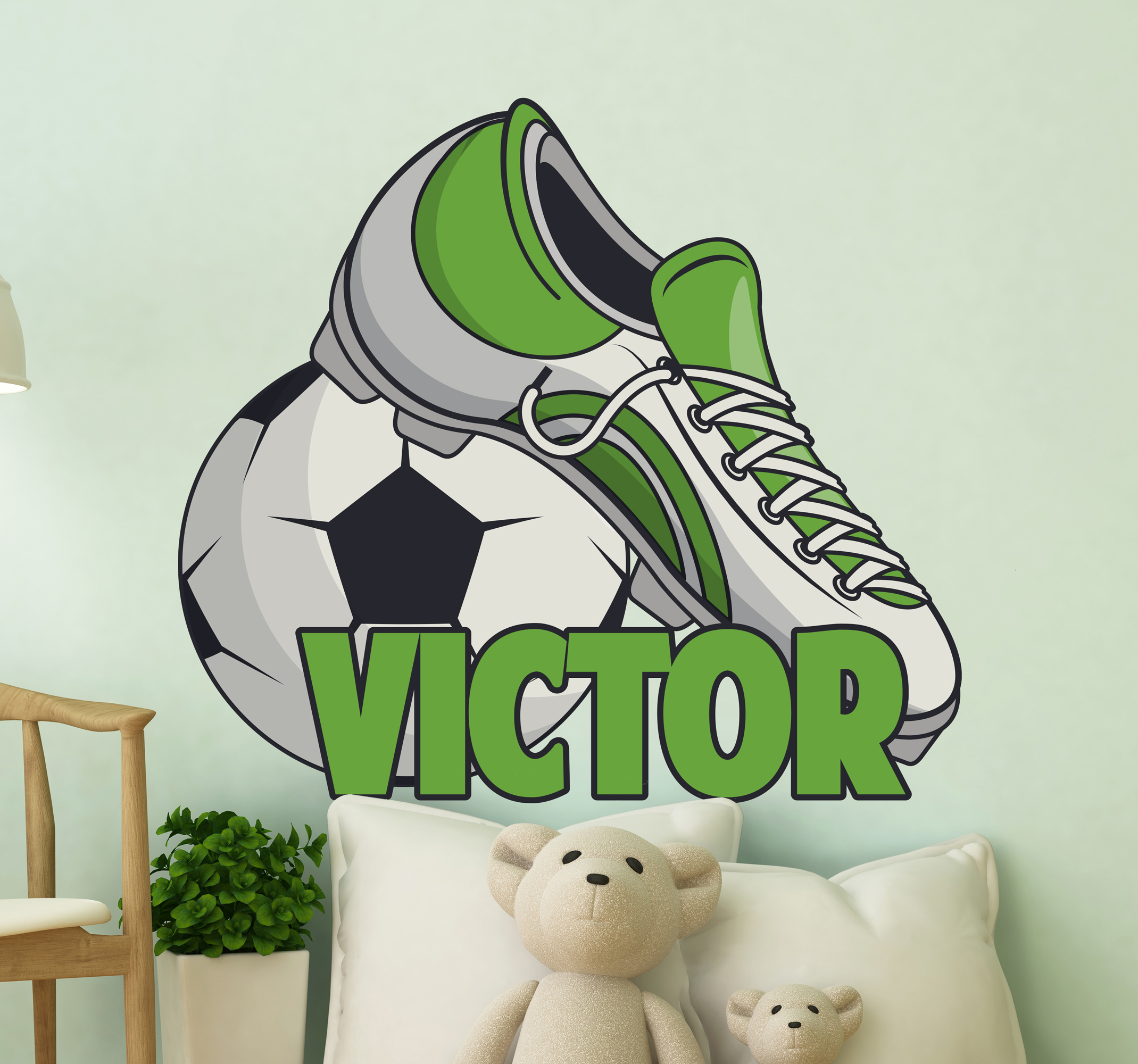 Wandsticker Fußball Personalisierter schuh- und ballfußball