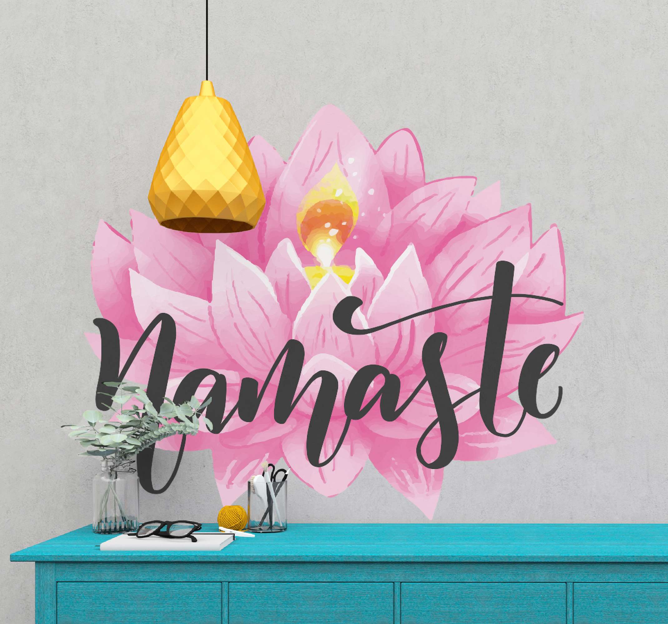 Tenstickers Bloemen stickers Namaste roze lotus