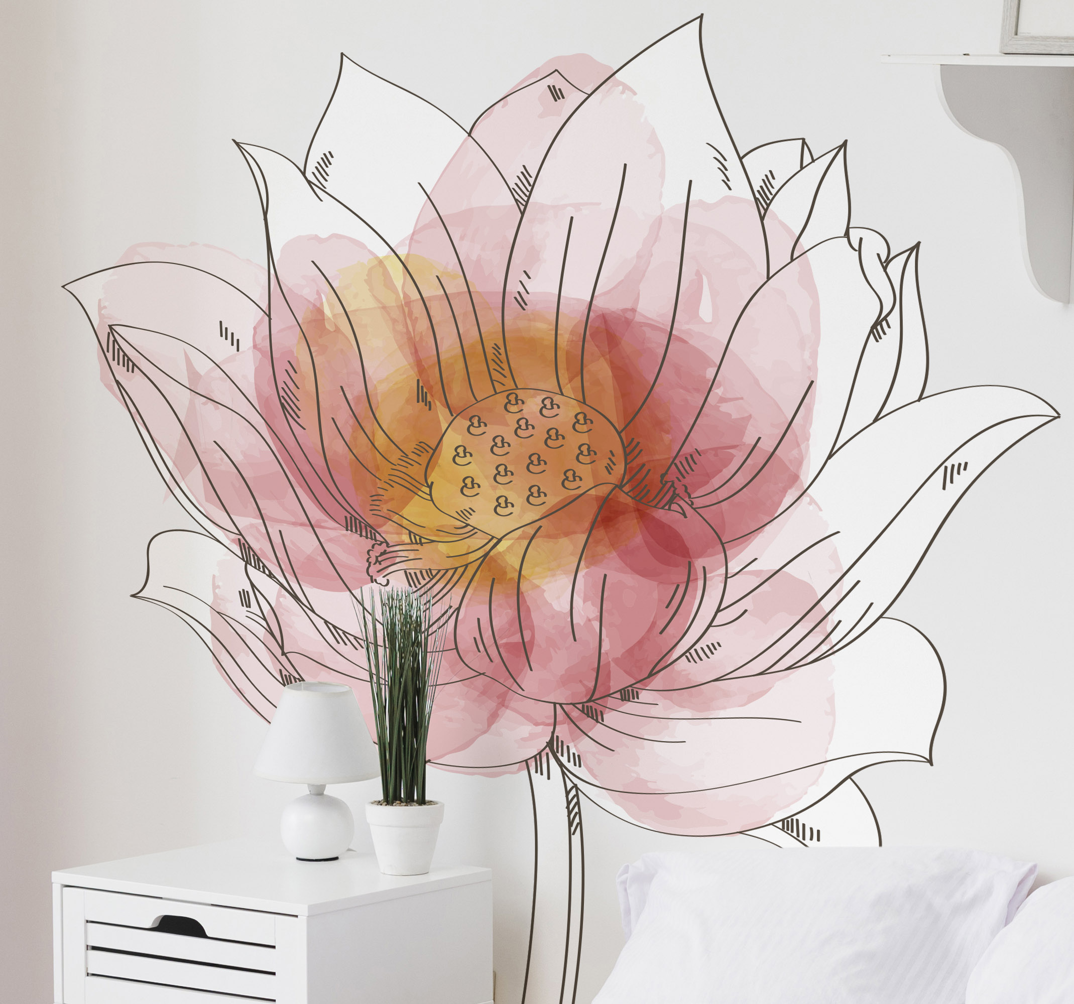 Tenstickers Bloemen stickers Lotus lilly aquarel