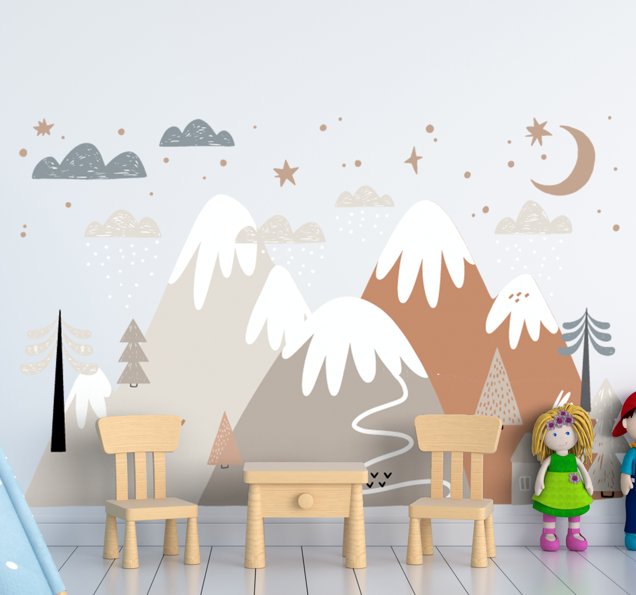 Tenstickers Stickers kinderkamer Scandinavische bergen alika