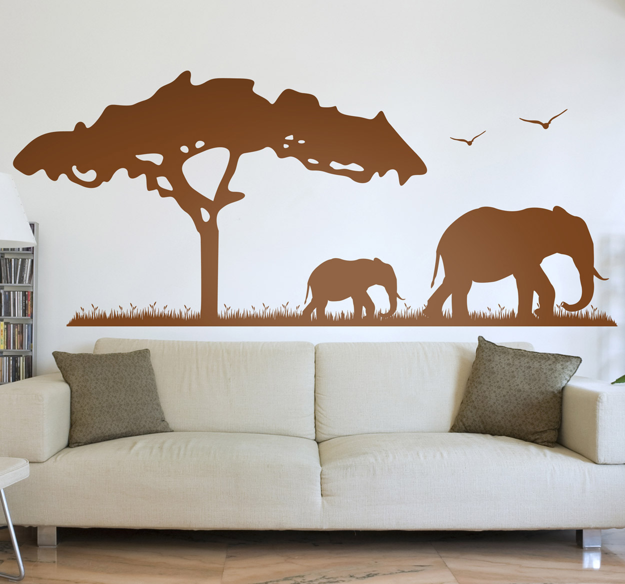 Tenstickers Muursticker woonkamer Afrika safari olifanten