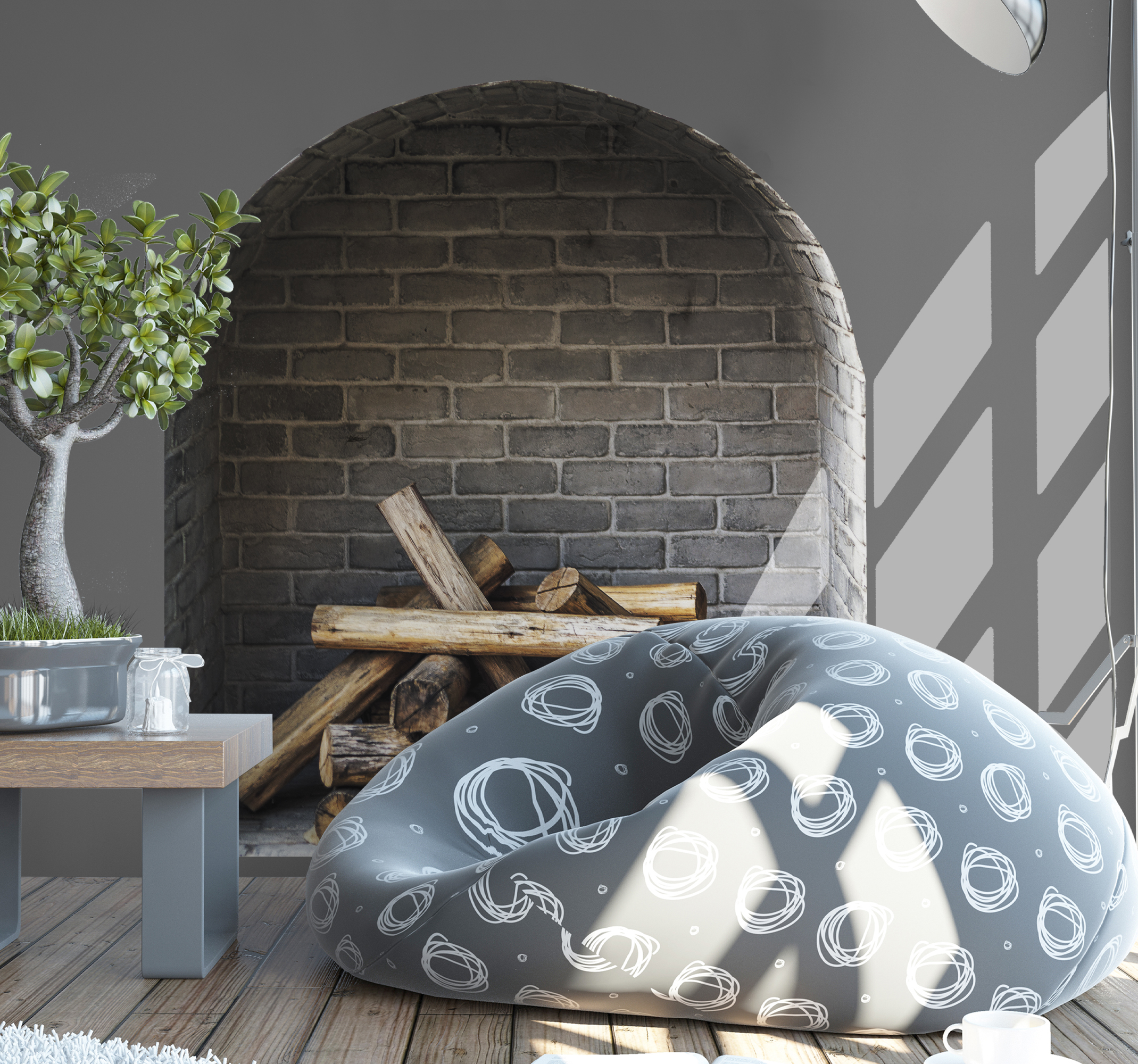 Tenstickers Muurstickers objecten Open haard moderne baksteen
