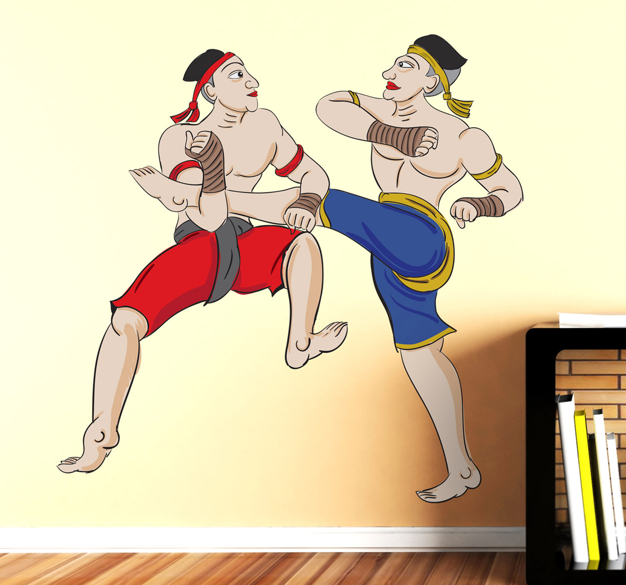 Sticker decorativo illustrazione kick boxing