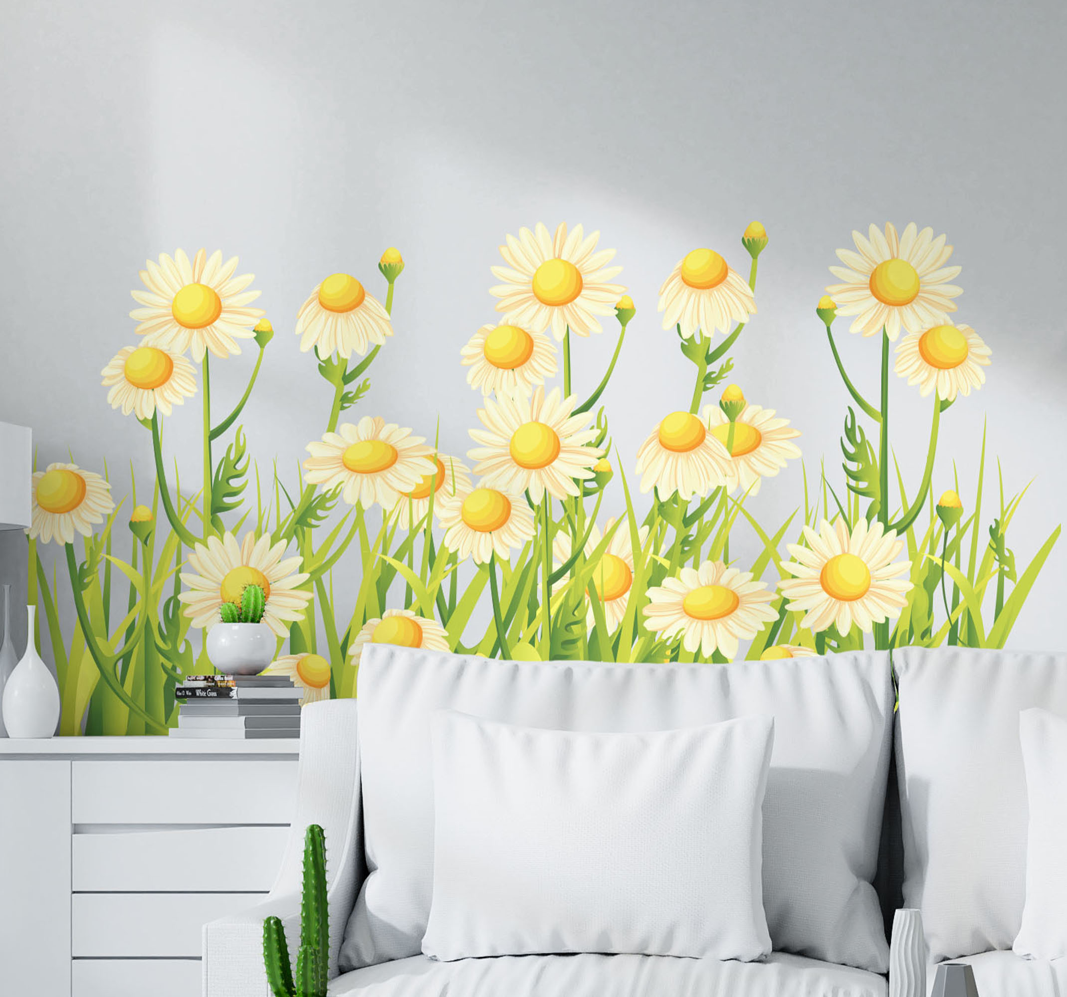 Tenstickers Bloemen stickers Margerites in het veld