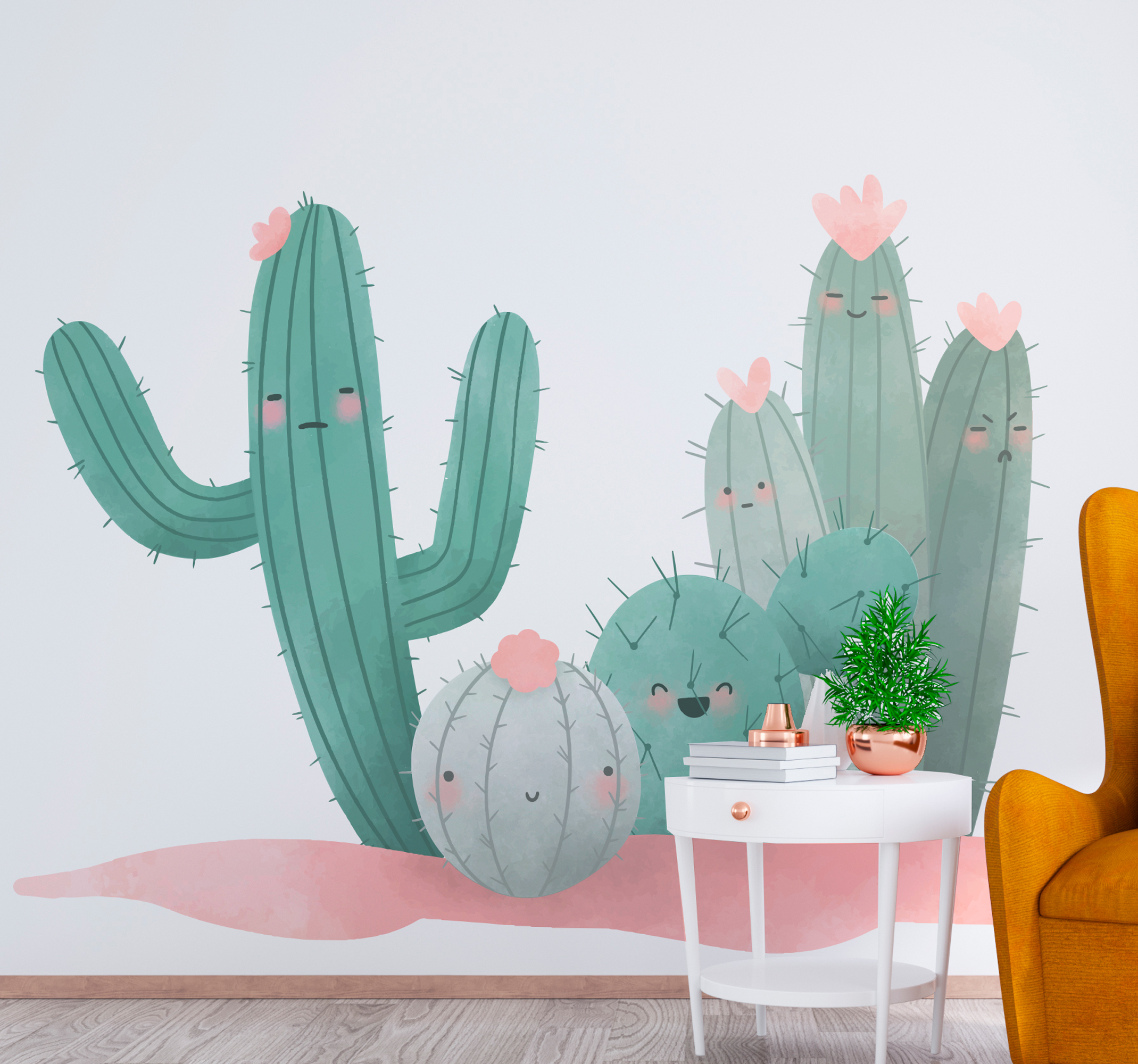 Tenstickers Bloemen stickers Cactus met roze bloemen