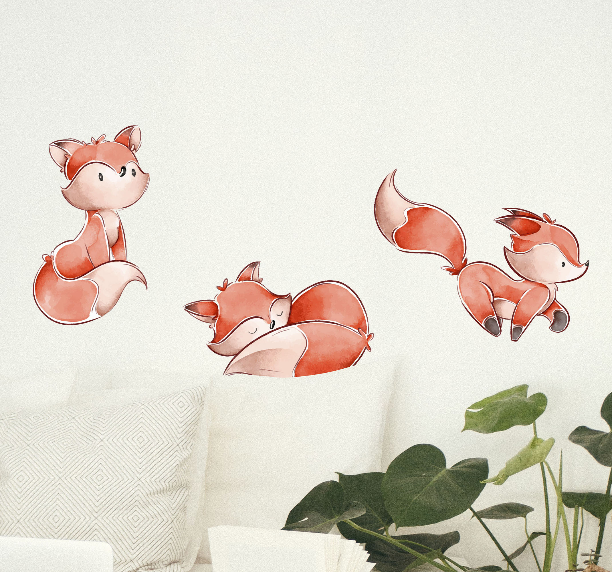 Tenstickers Wilde dieren stickers Set van aquarel vossen