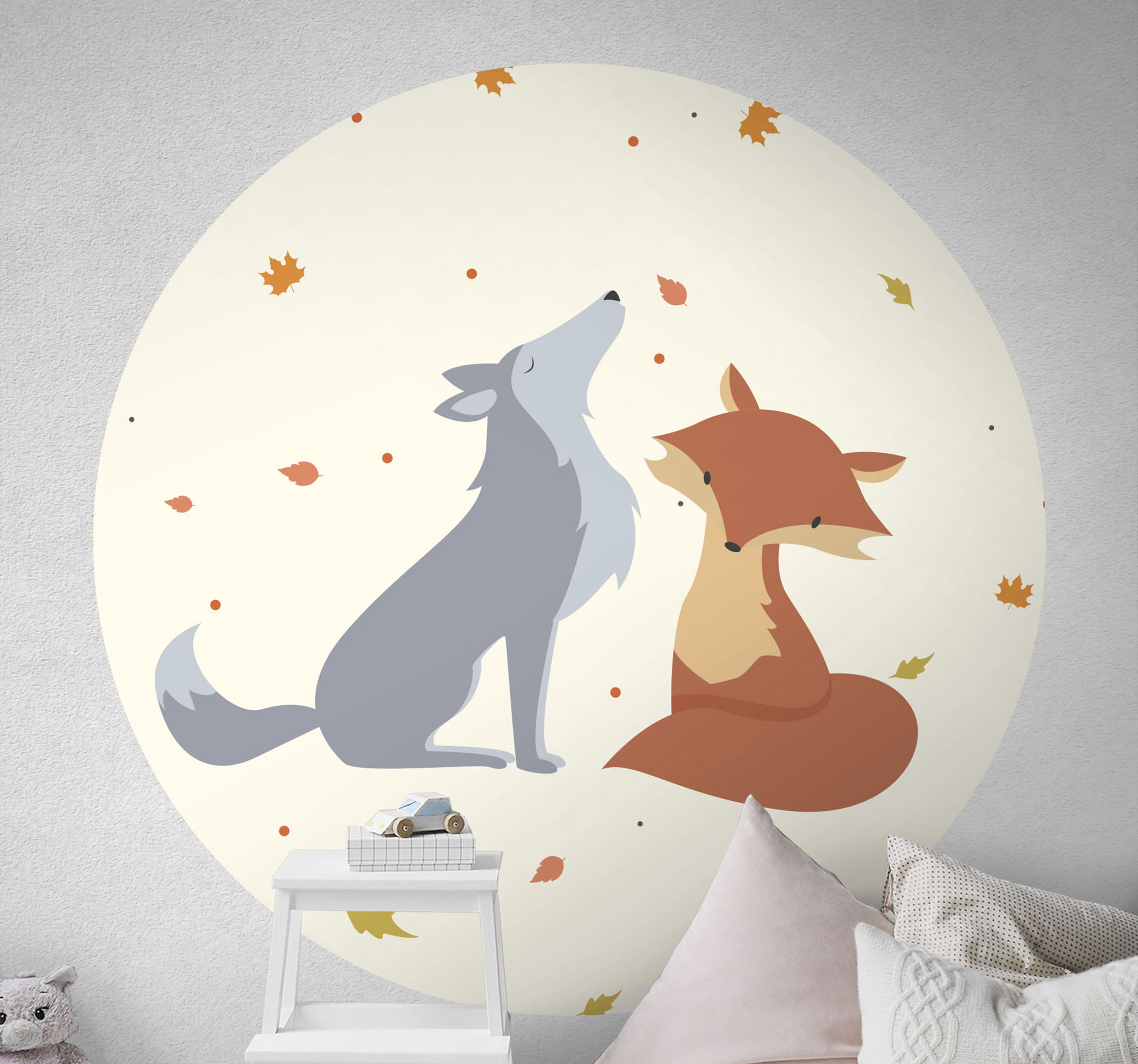 Tenstickers Wilde dieren stickers Vos en wolf muursticker