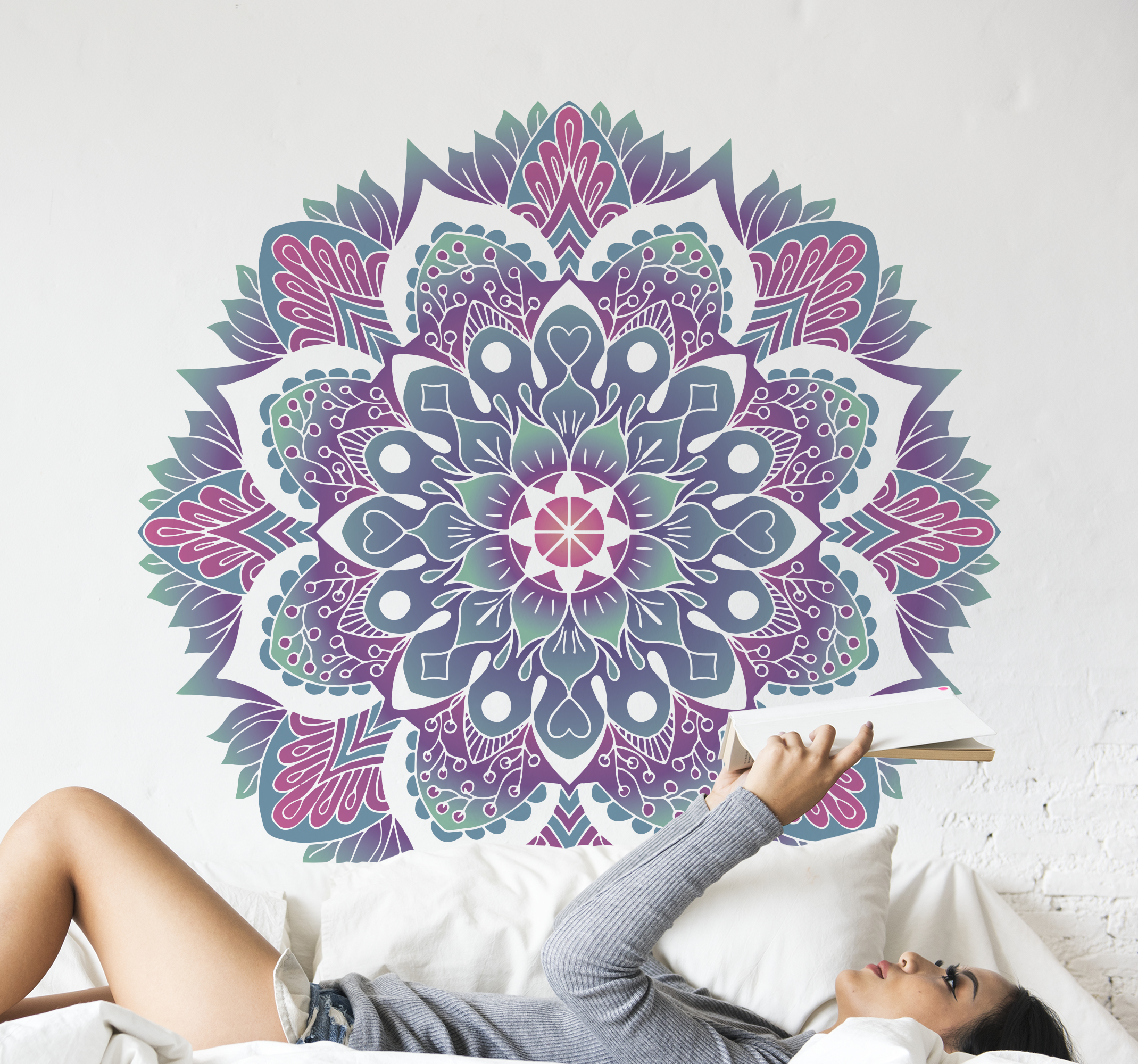 Tenstickers Stickers raam Gekleurde decoratieve mandala