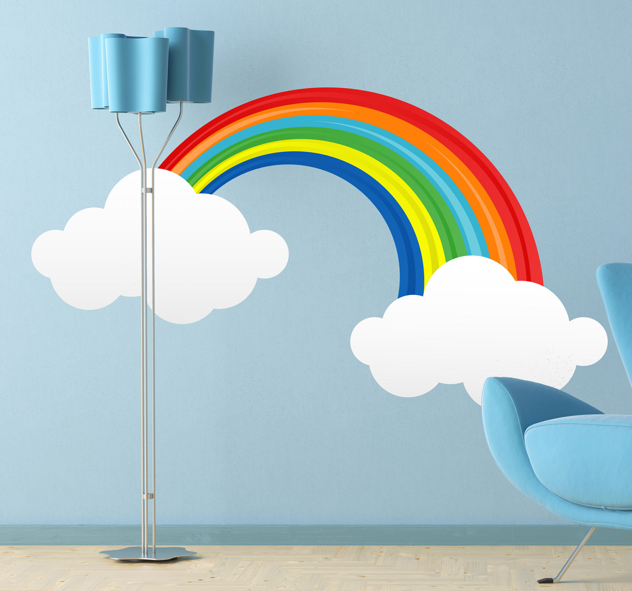 Tenstickers Sticker Regenboog met Wolken