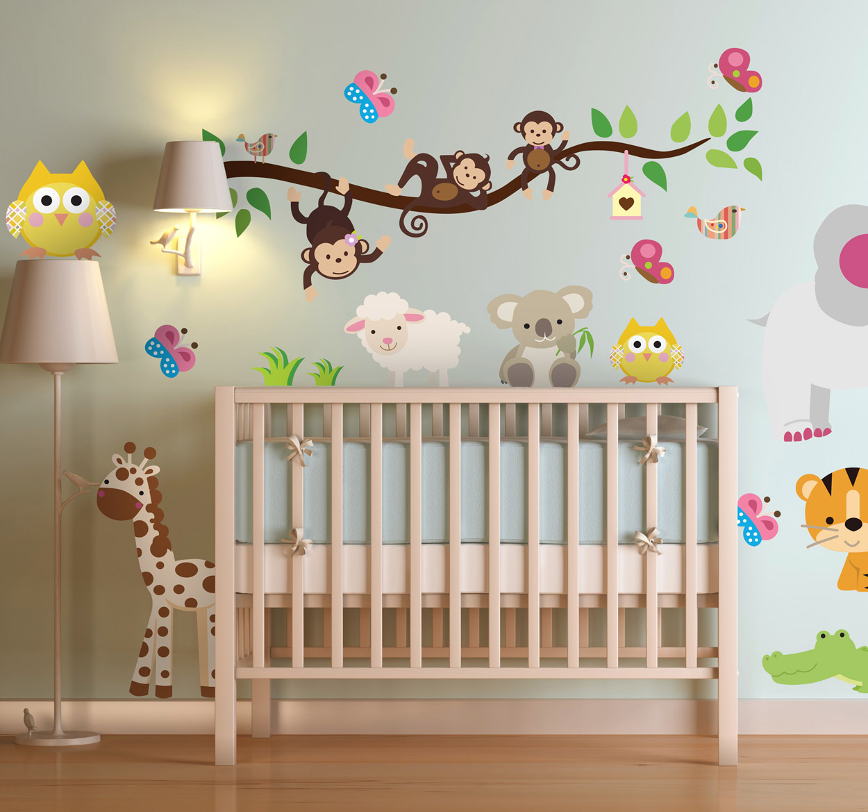 Tenstickers Muursticker kinderkamer jungle dieren
