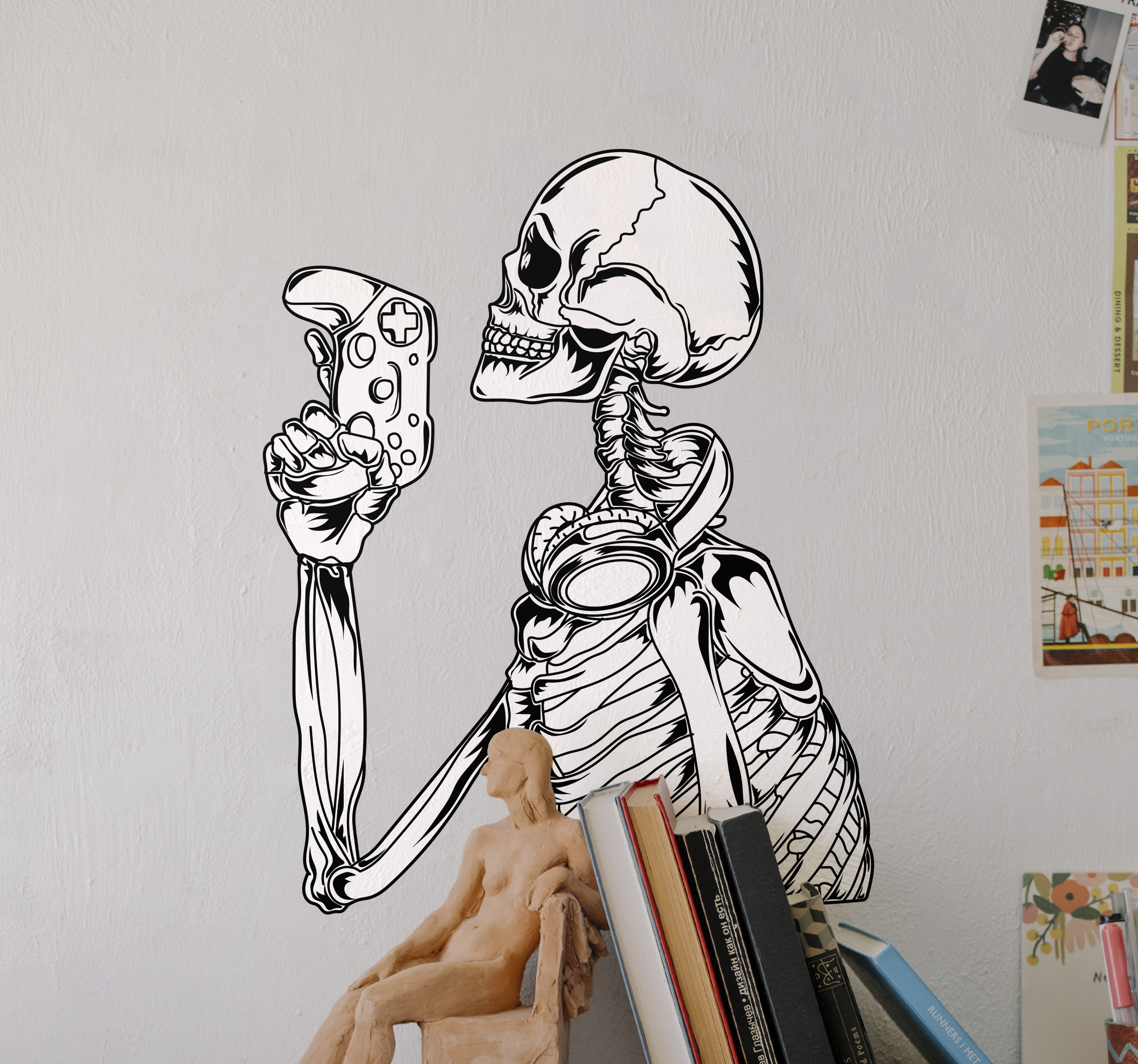 Tenstickers Stickers raam Tattoo ontwerp skeleton gamer