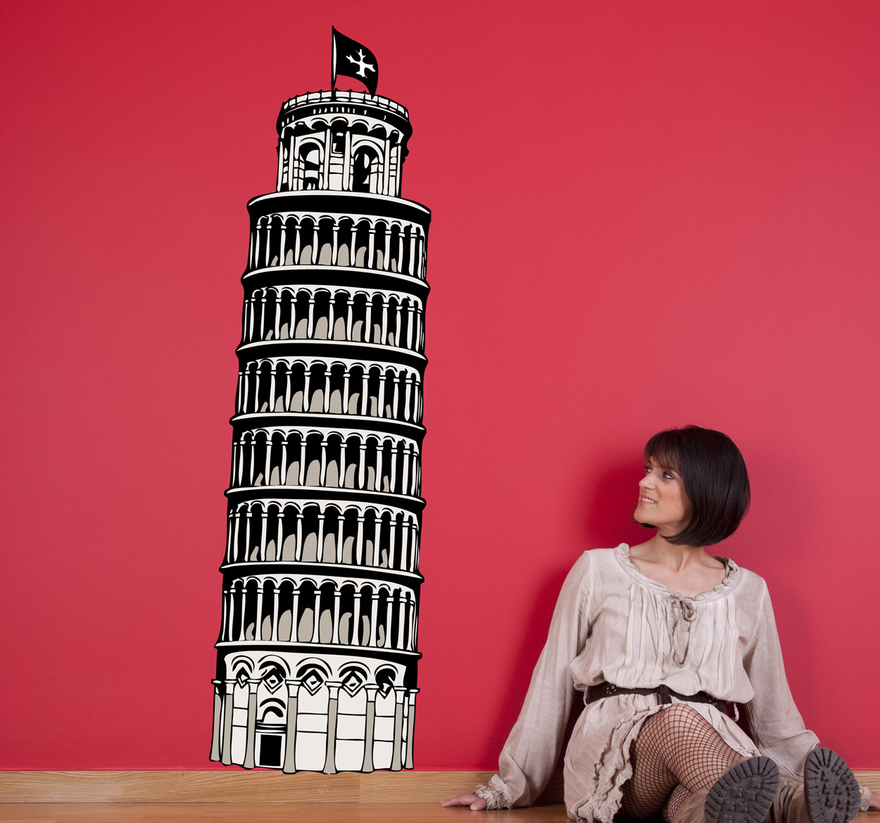 Adesivo muro torre di Pisa