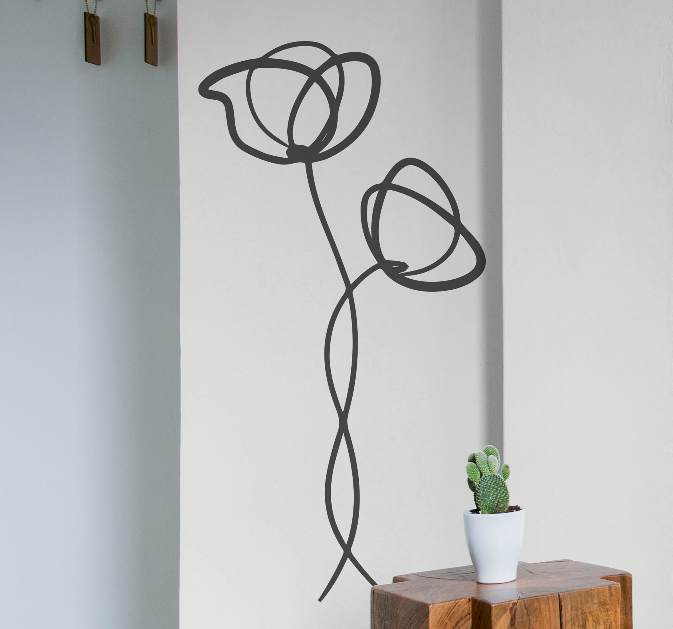 Muursticker bloemen woonkamer minimalistische klaprozen