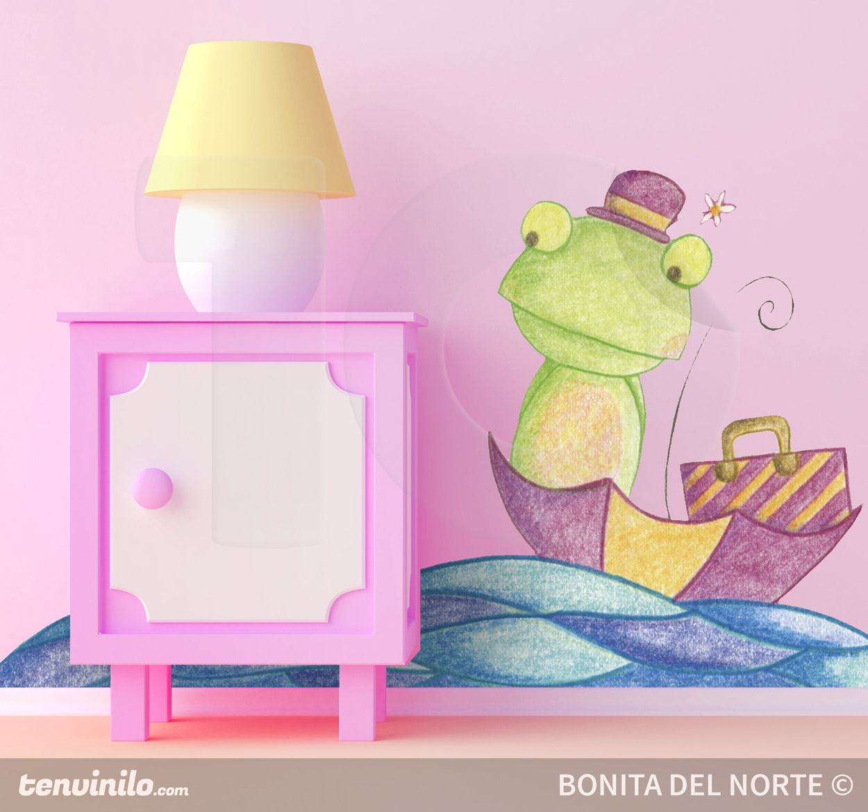 Adesivo bambini rana Ritita navigando