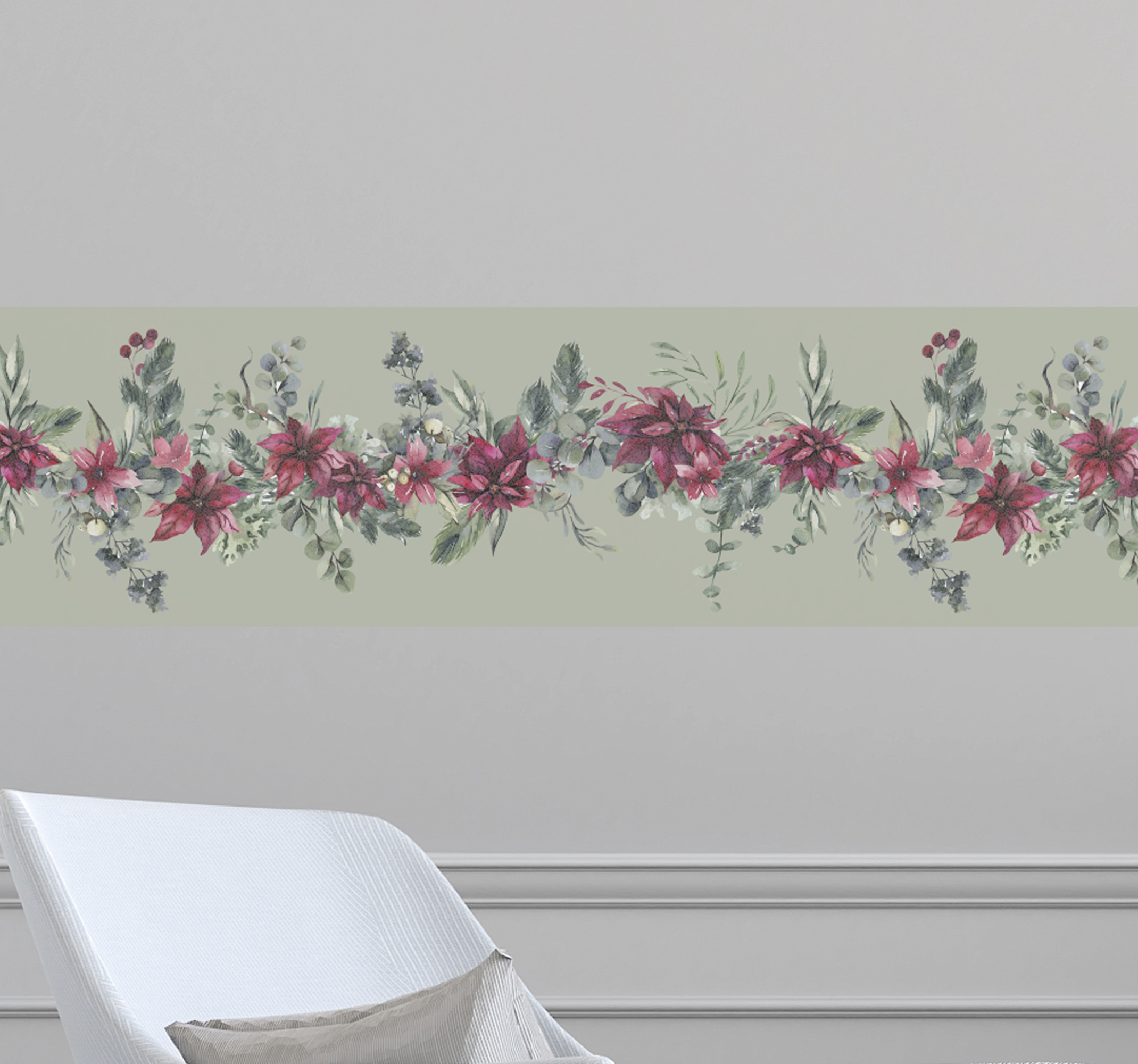 Tenstickers Gand stickers Grens met rode bloemen