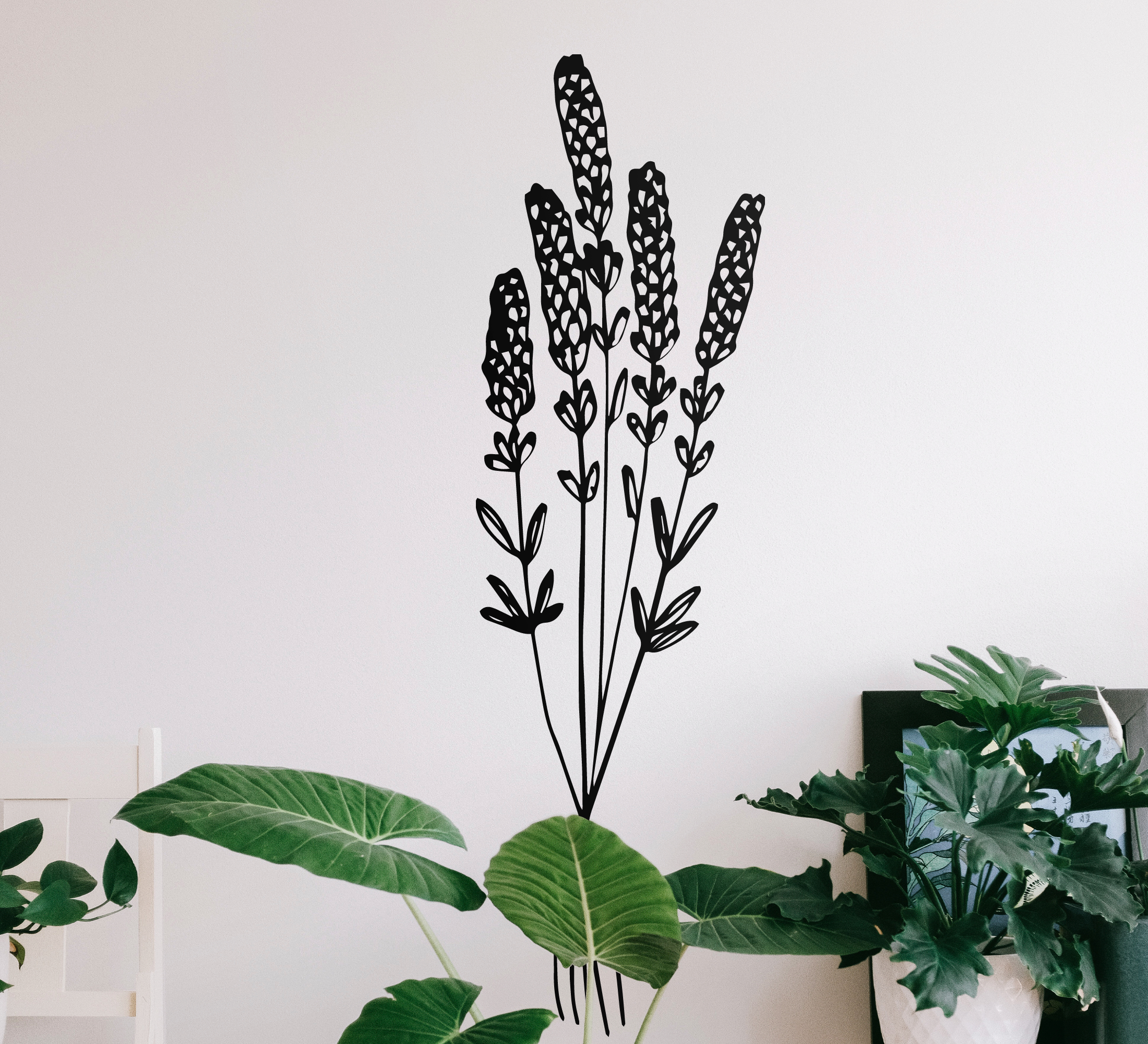 Tenstickers Deur sticker Illustratie gedroogde bloemen minimalistisch