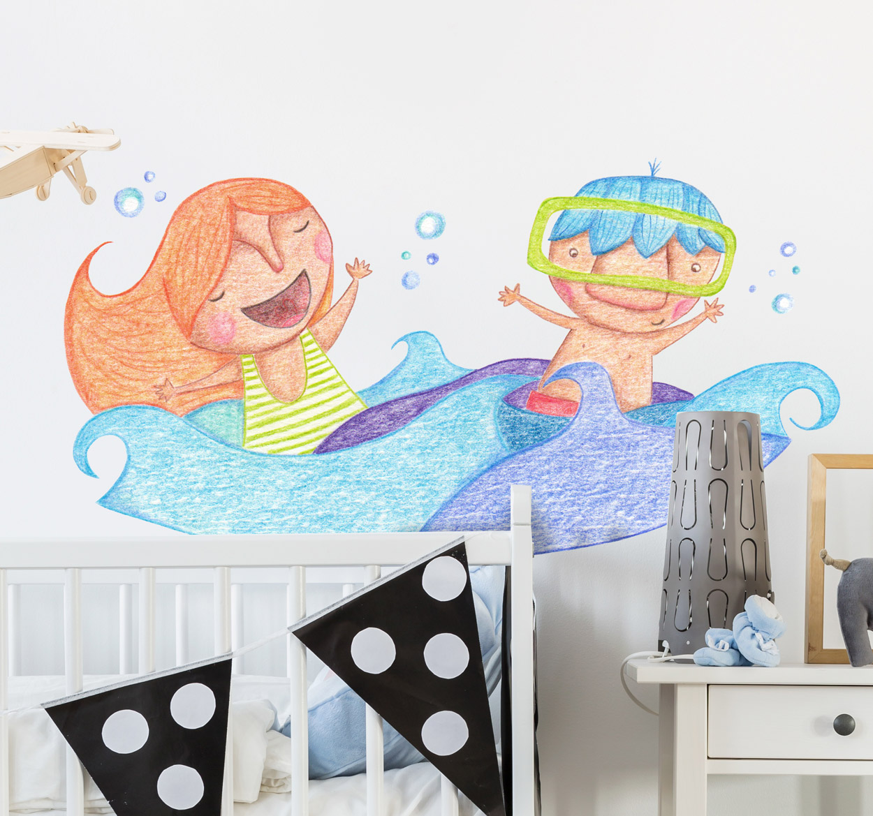 Tenstickers Spelende kinderen water sticker