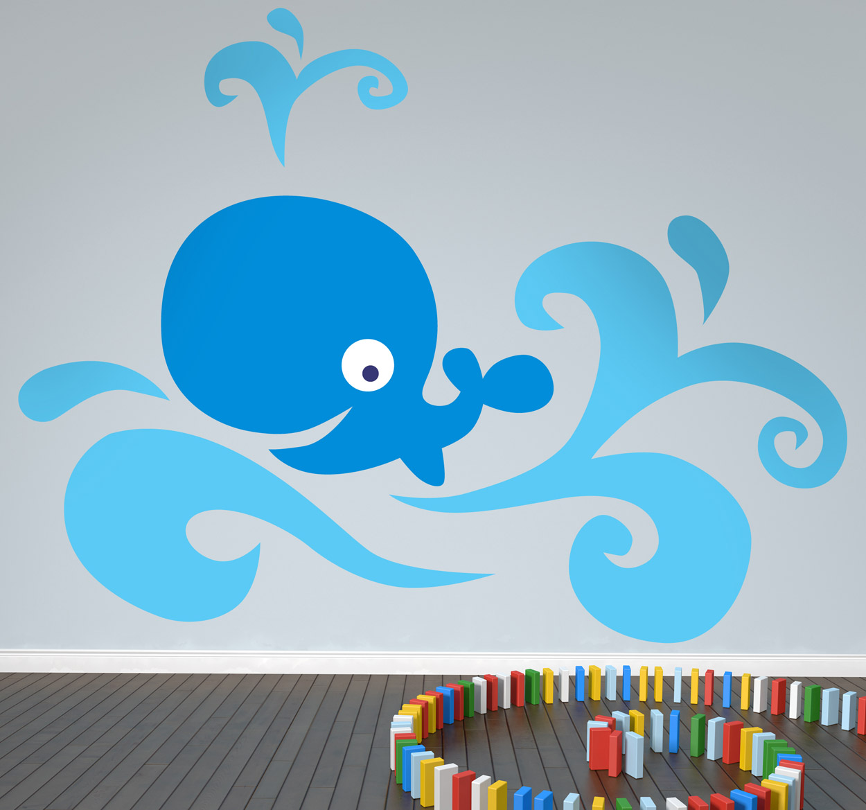 Tenstickers Sticker kinderkamer vrolijke walvis