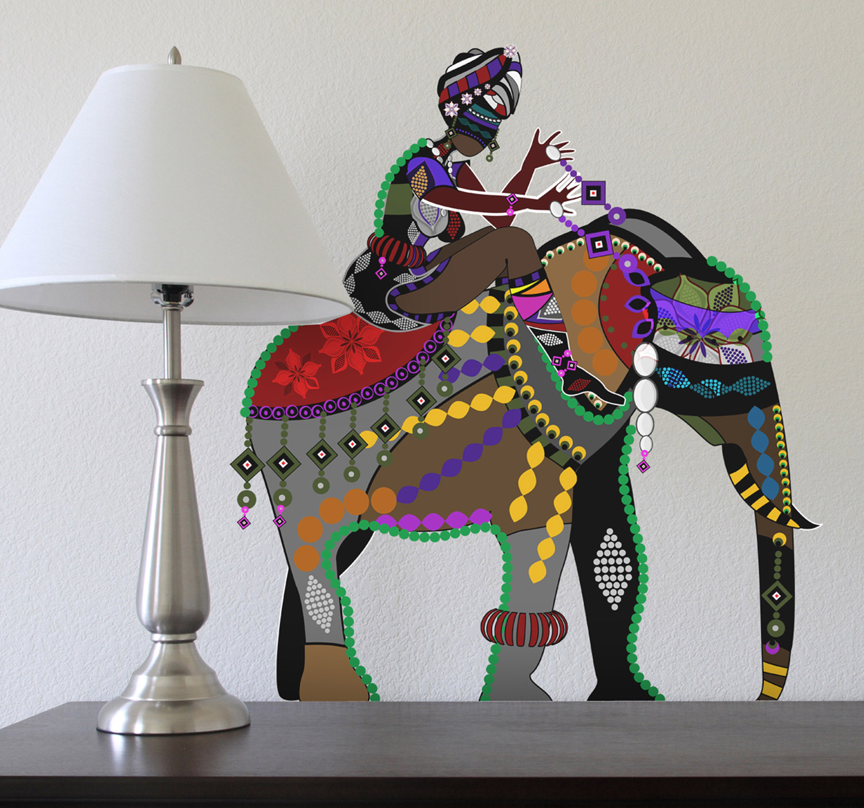 Tenstickers sticker olifant met ruiter India