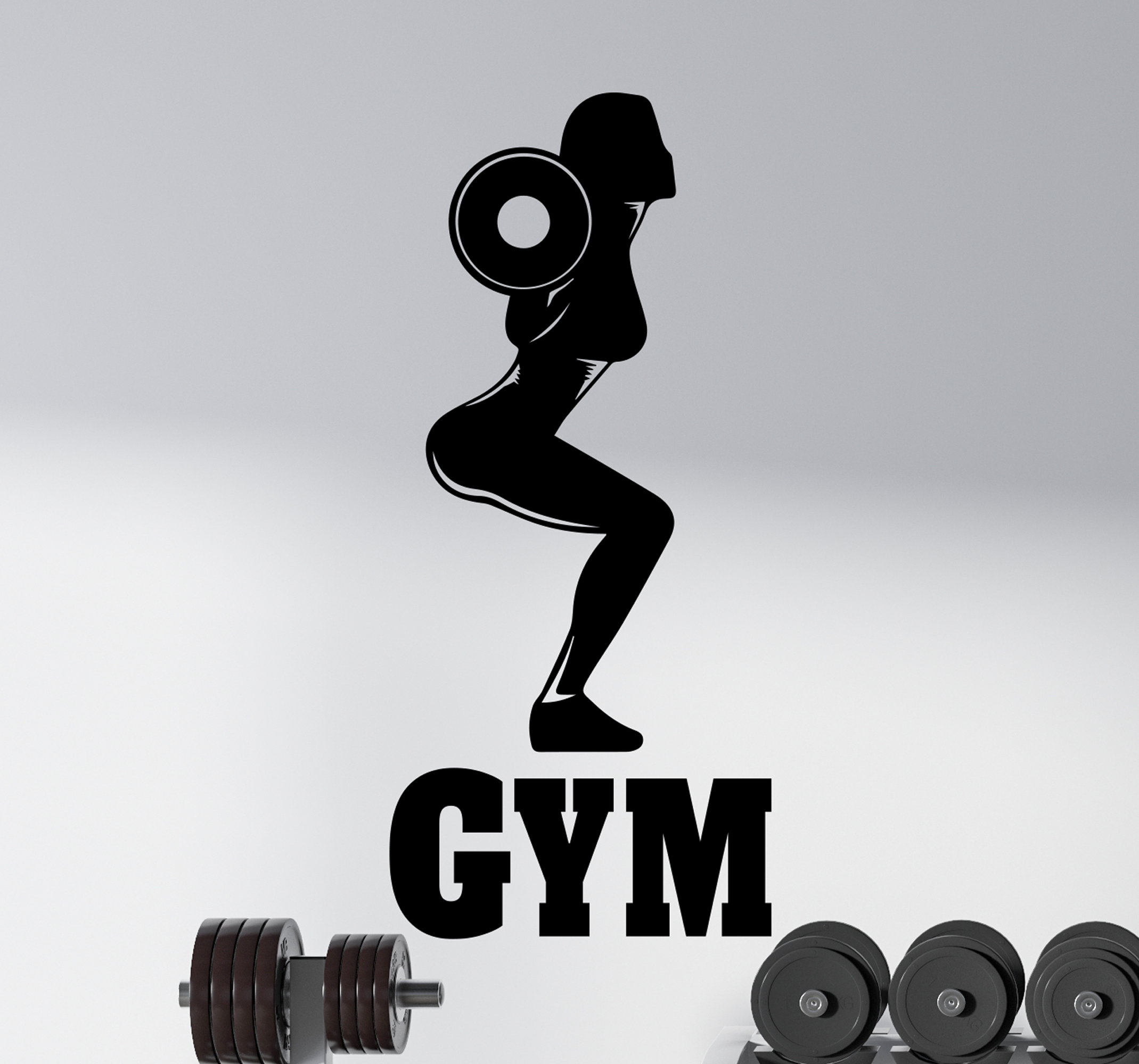 Adesivo murale sport Testo in palestra con squat
