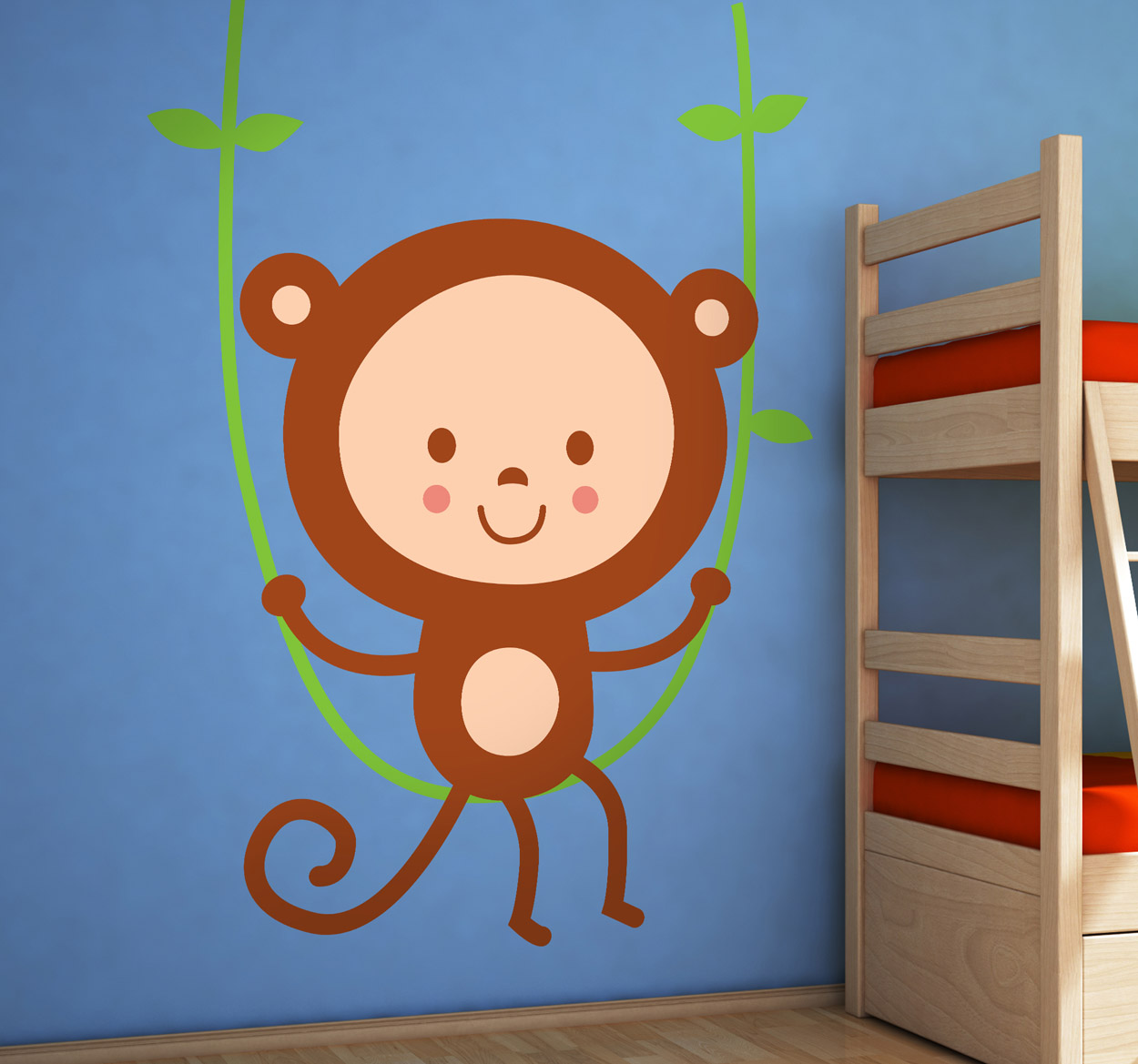 Tenstickers Sticker kinderkamer schommelen aap