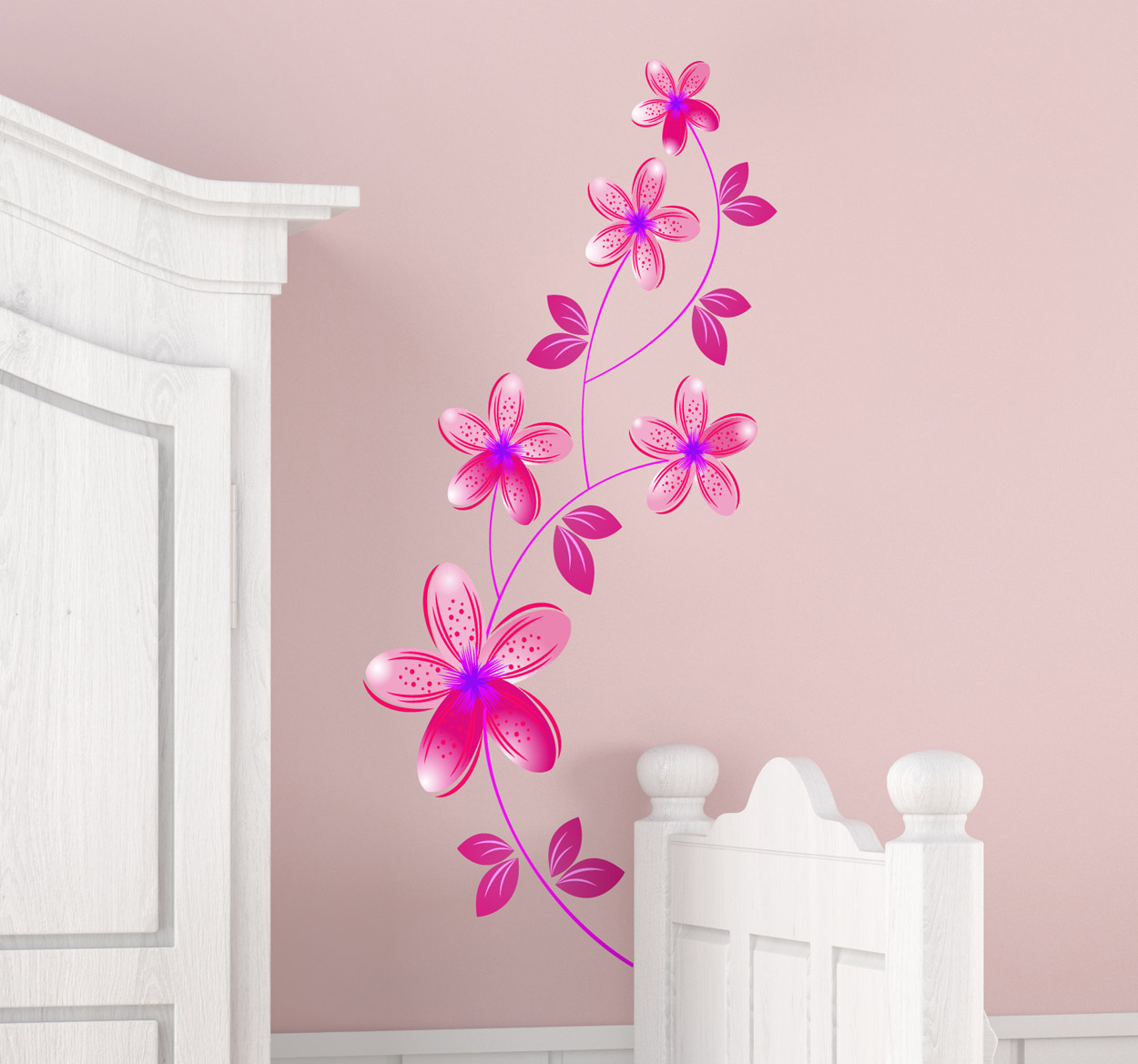 Tenstickers Roze bloemen muursticker