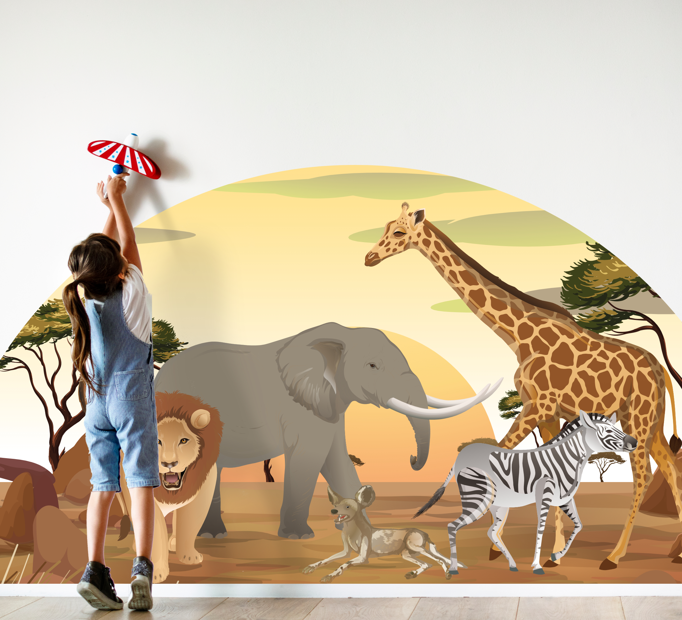 Tenstickers Wilde dieren muursticker Afrikaanse dieren met planten
