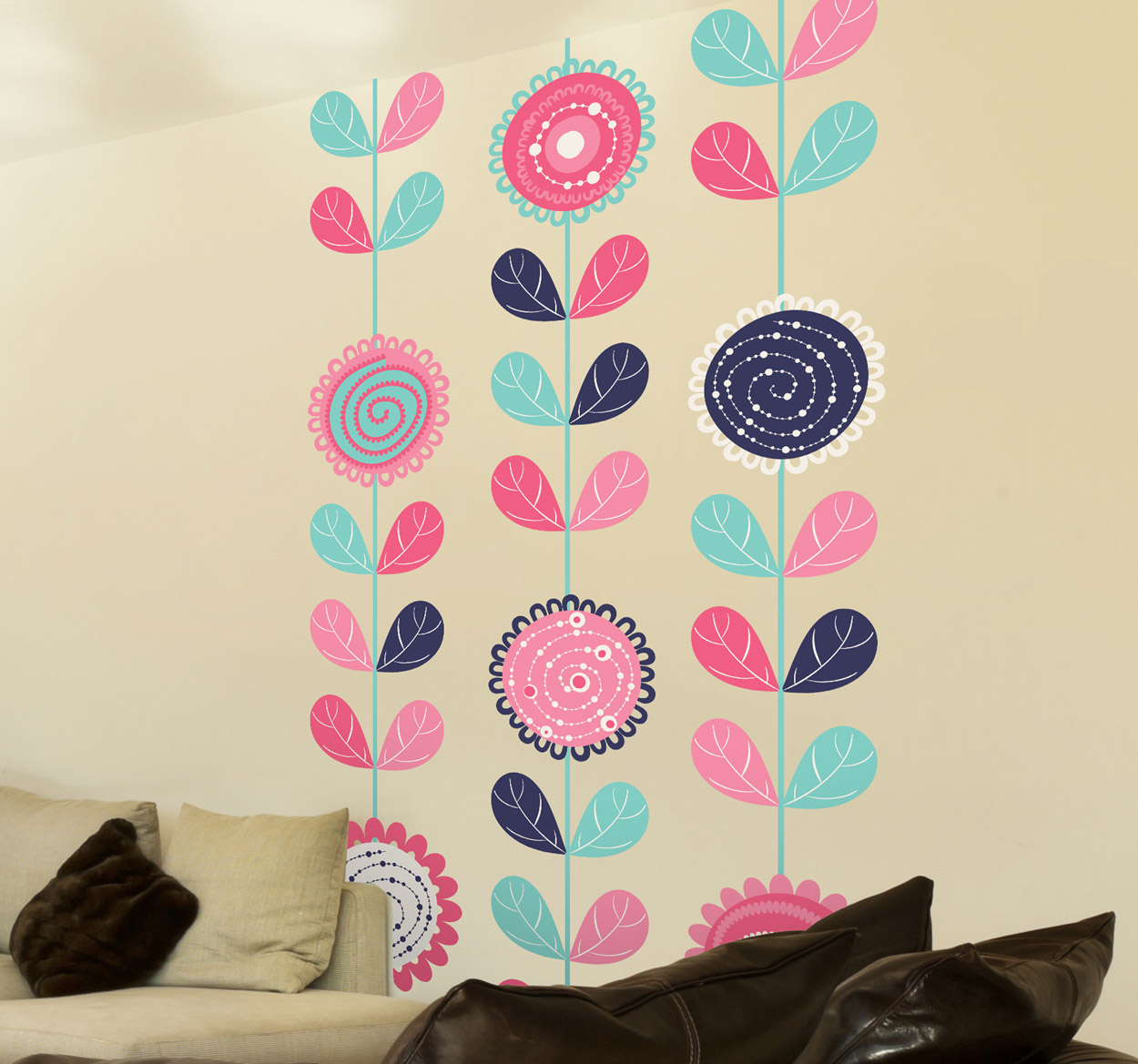 Tenstickers Sticker kind bloemen kleurtjes