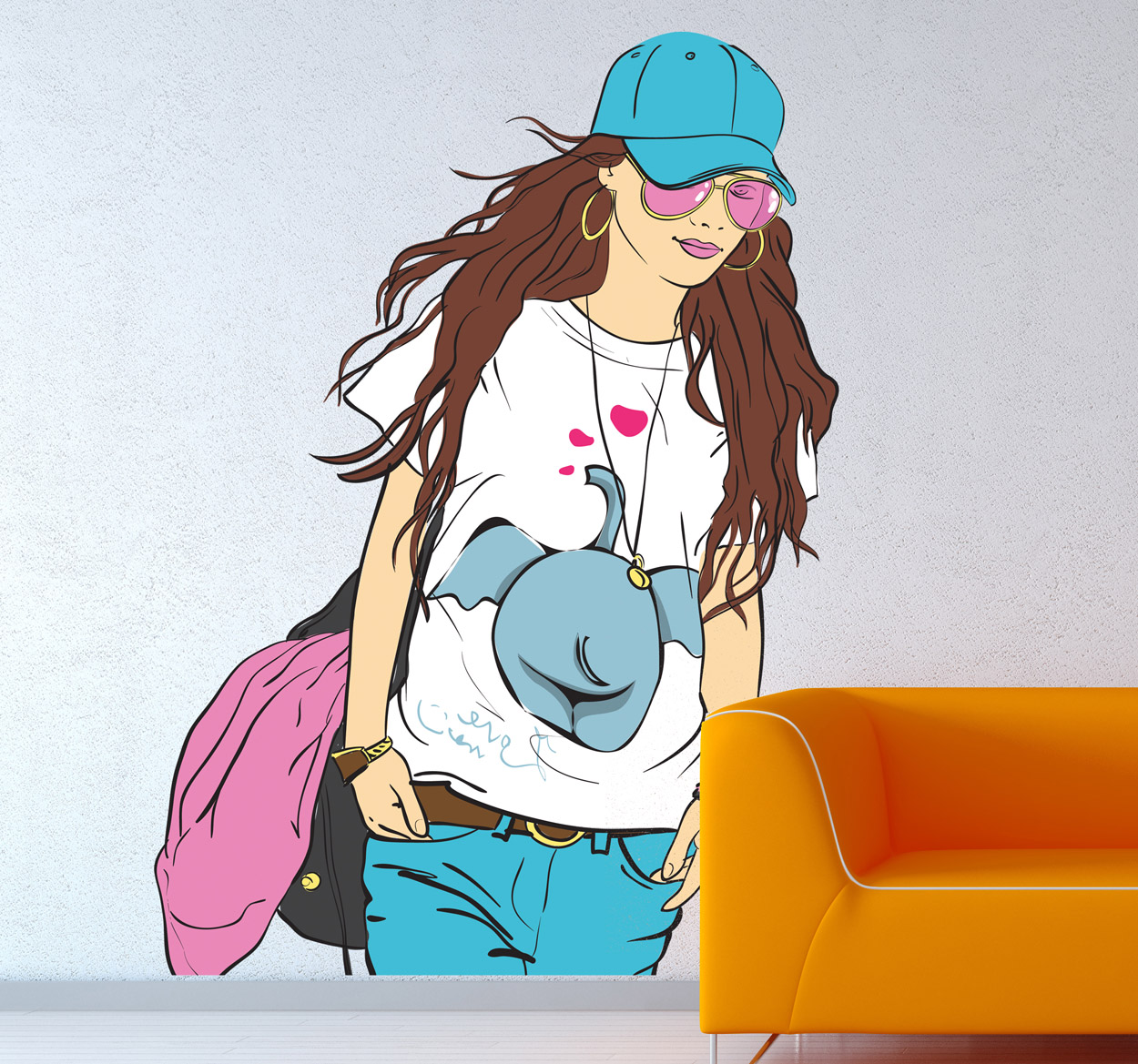Sticker decorativo ragazza casual