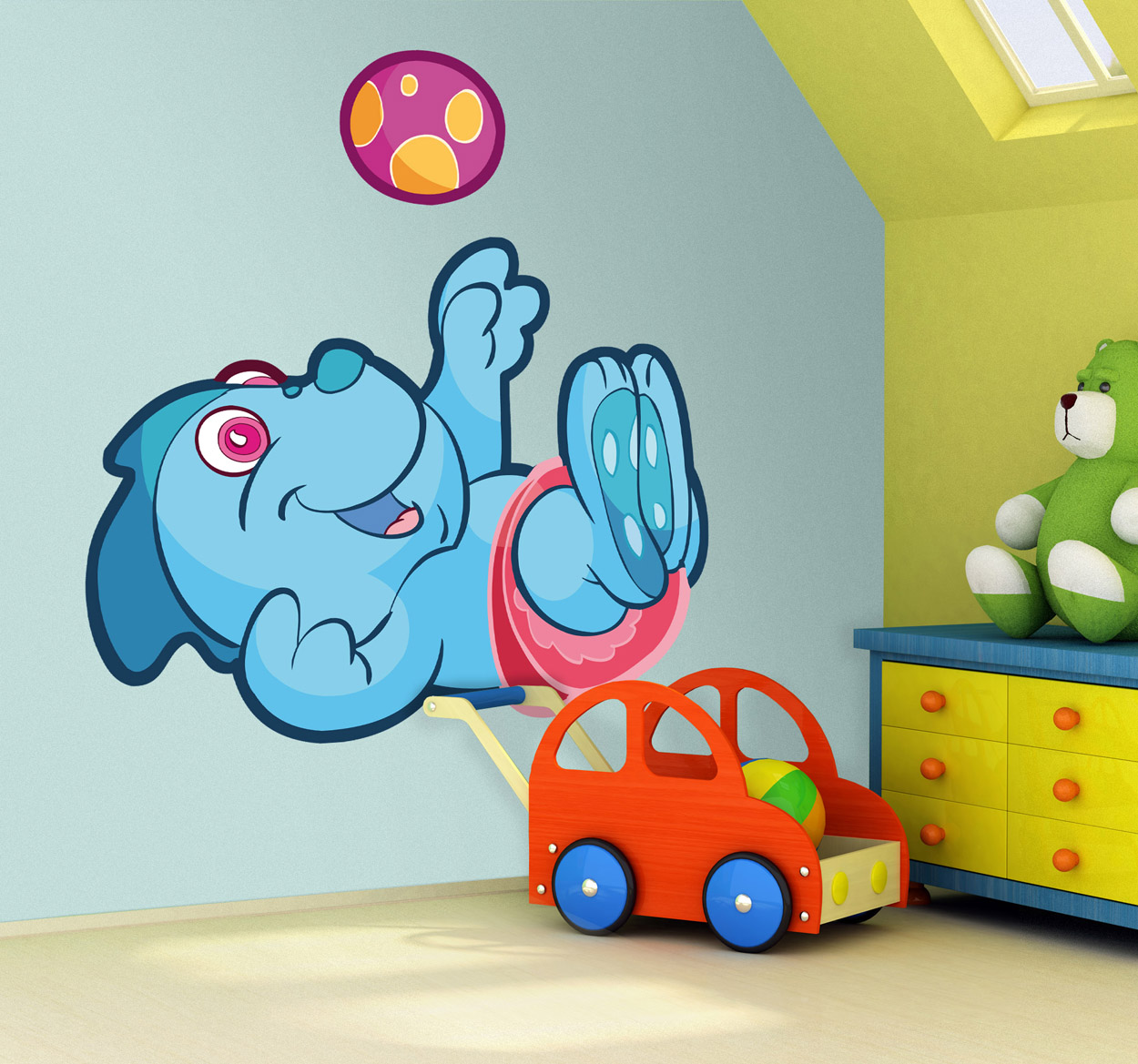 Vinilo infantil dinosaurio bebé azul Vinilo infantil dinosaurio bebé azul
