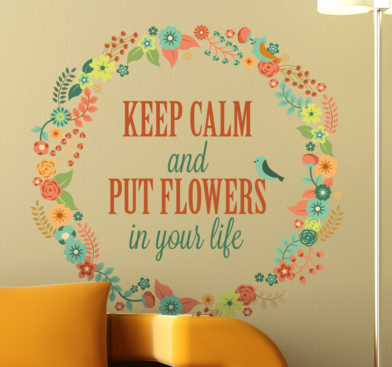 Sticker tekst bloemen motivatie