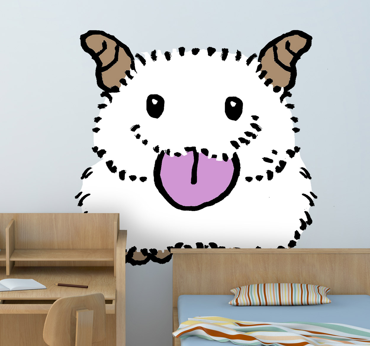 Sticker Kinderen Tekening Harig Dier