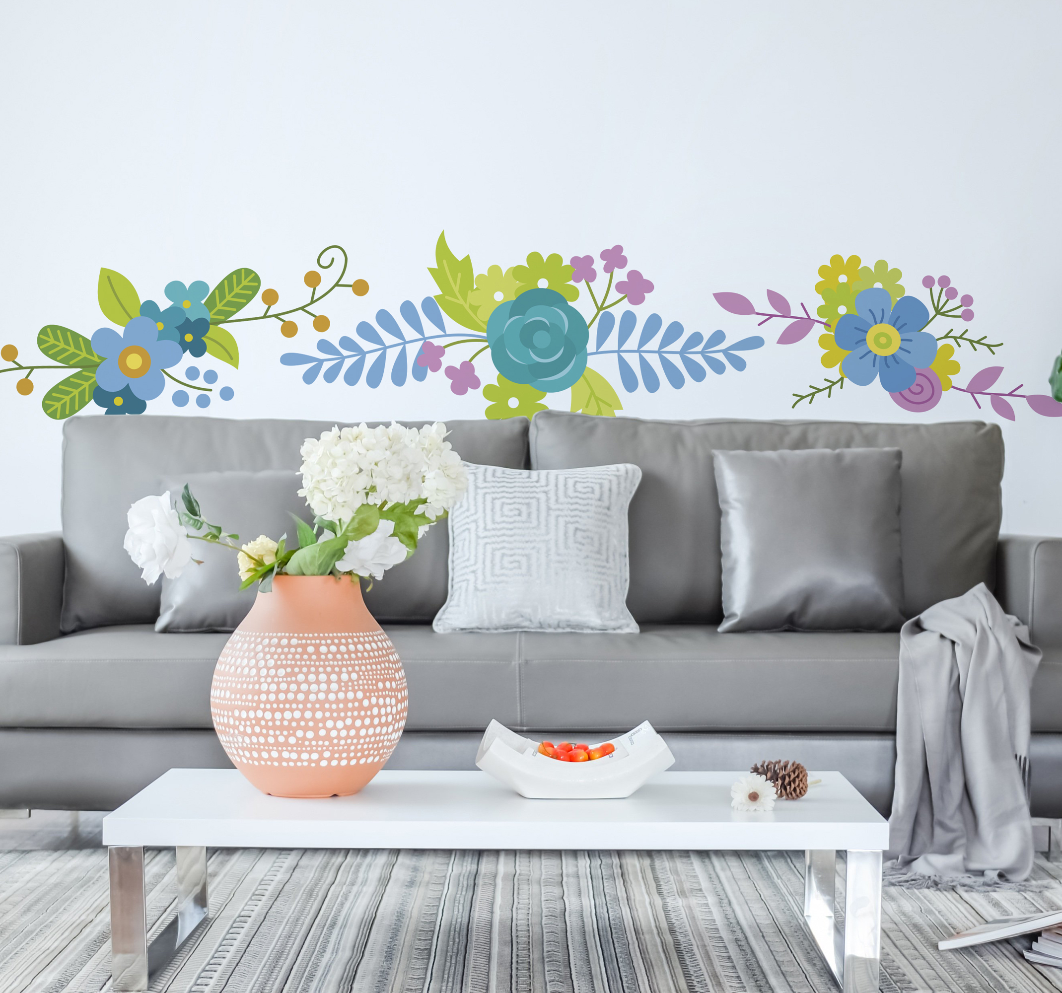 Tenstickers Blauwe winter bloemen sticker