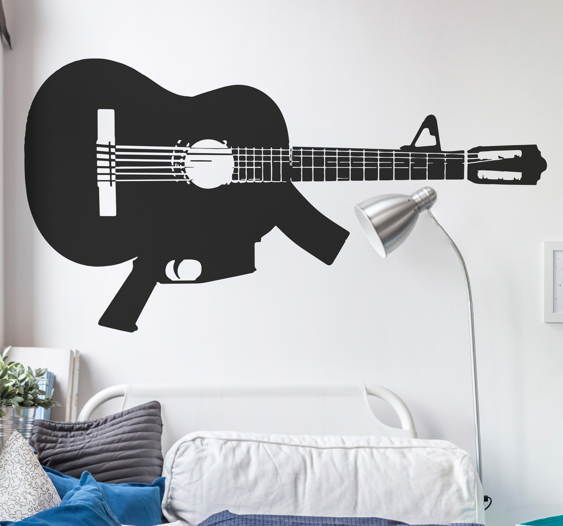 Adhesivo guitarra metralleta