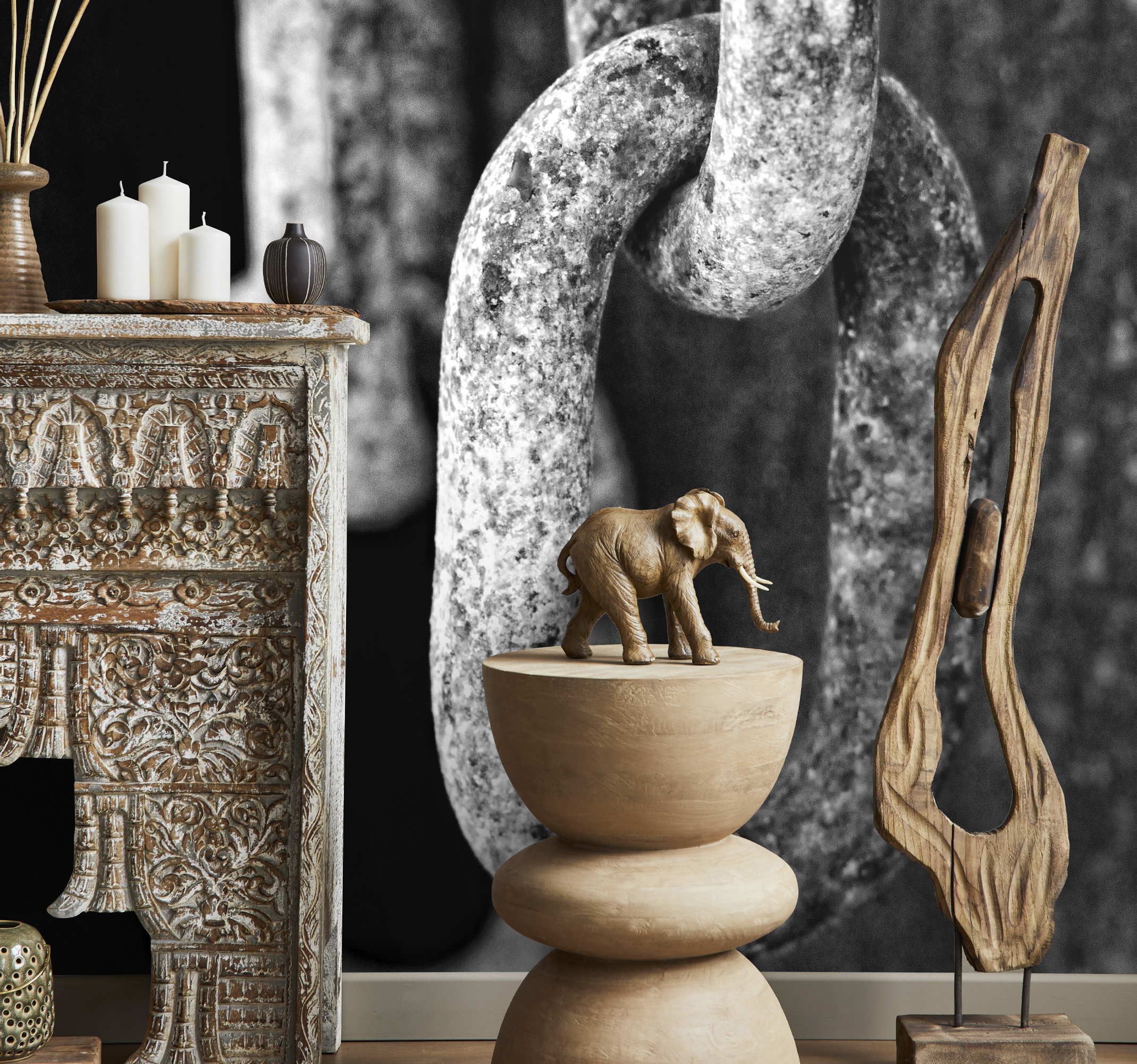 Tenstickers Muursticker Ketting Zwart Wit